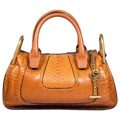 Chloé Caramel Python Calfskin Small Hayley Double Carry Satchel