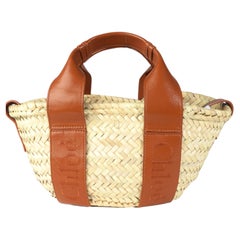 Chloé Caramel Raffia Smooth Calfskin Small Sense Basket Bag