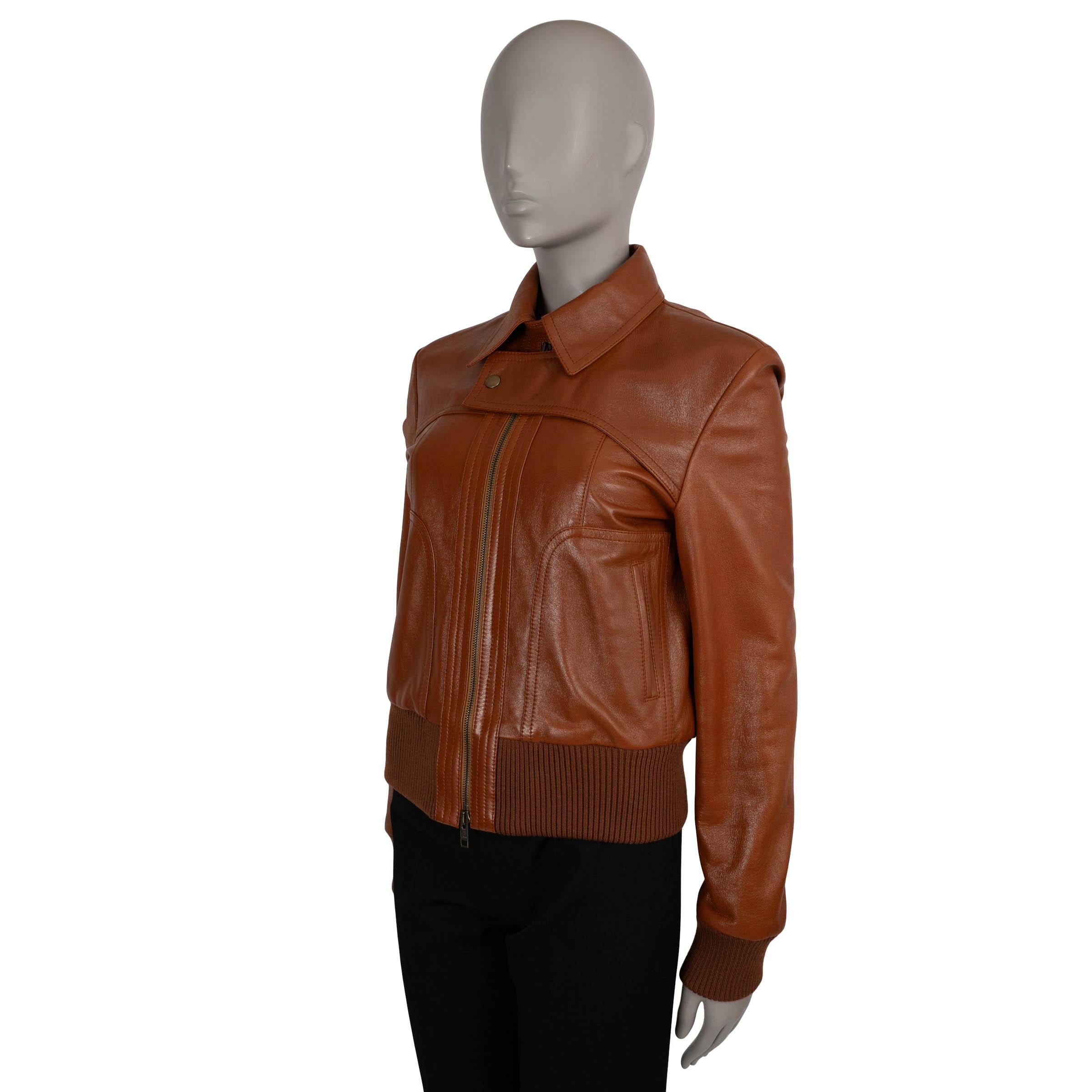 Marrone CHLOE Giacca bomber 2024 in pelle marrone Caramello 38 S in vendita