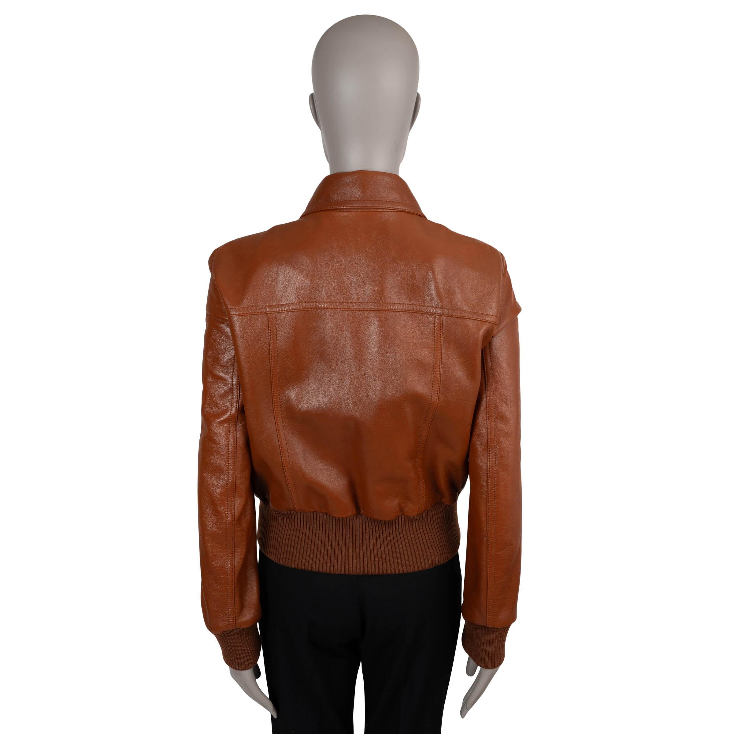 Donna CHLOE Giacca bomber 2024 in pelle marrone Caramello 38 S in vendita