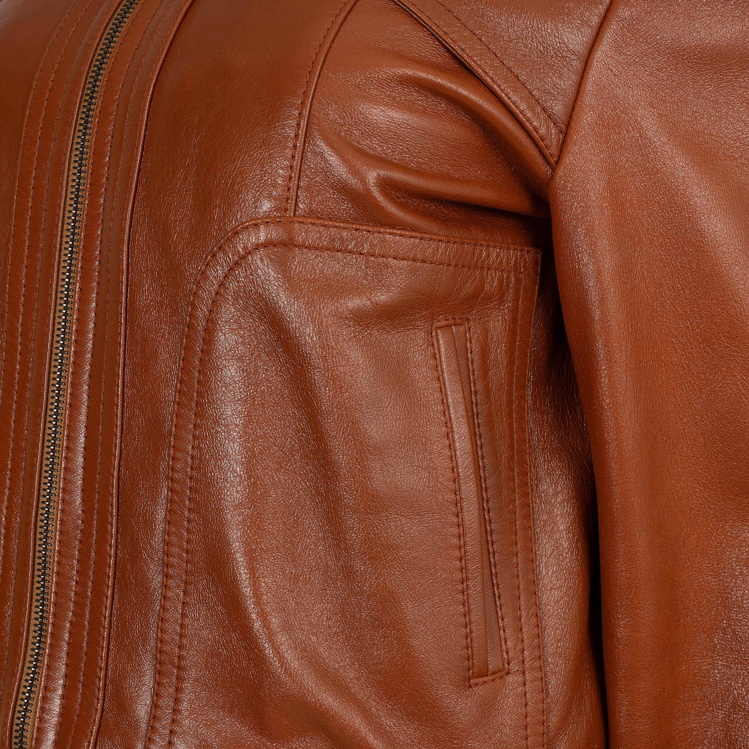 CHLOE Giacca bomber 2024 in pelle marrone Caramello 38 S in vendita 2
