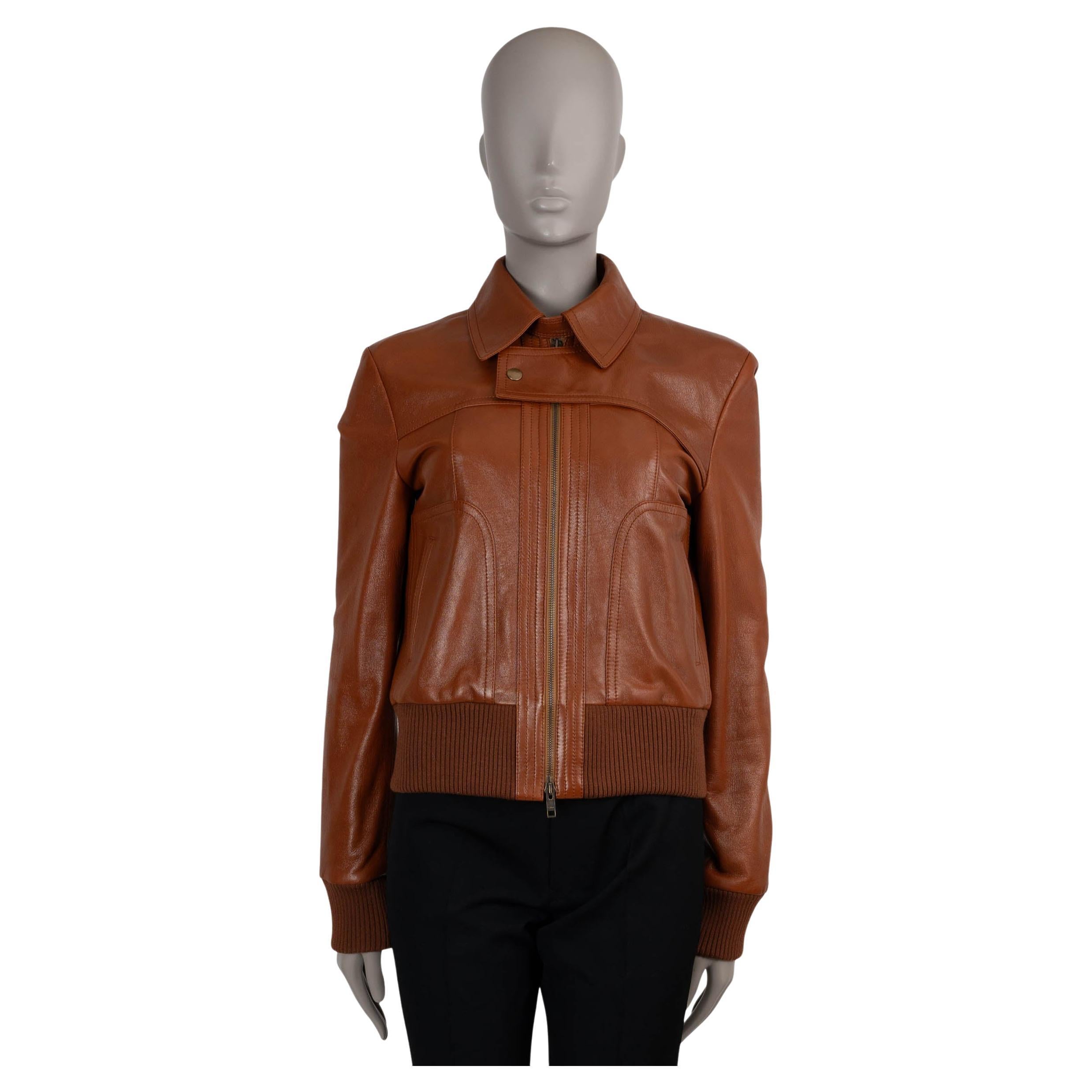 CHLOE Giacca bomber 2024 in pelle marrone Caramello 38 S