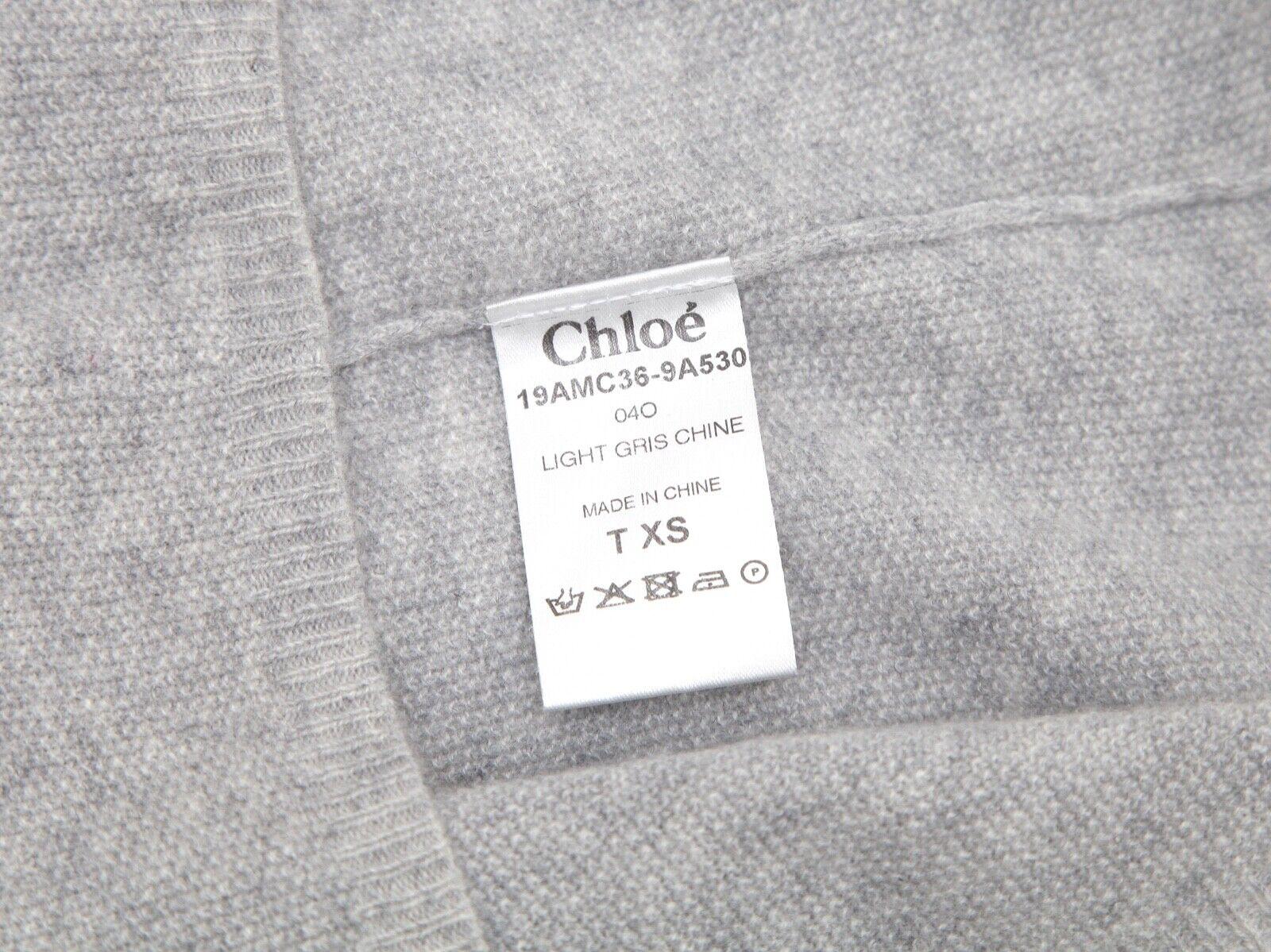 CHLOE Grey Cardigan Sweater Knit Cashmere Long Sleeve Snap Closure Sz XS For Sale 4