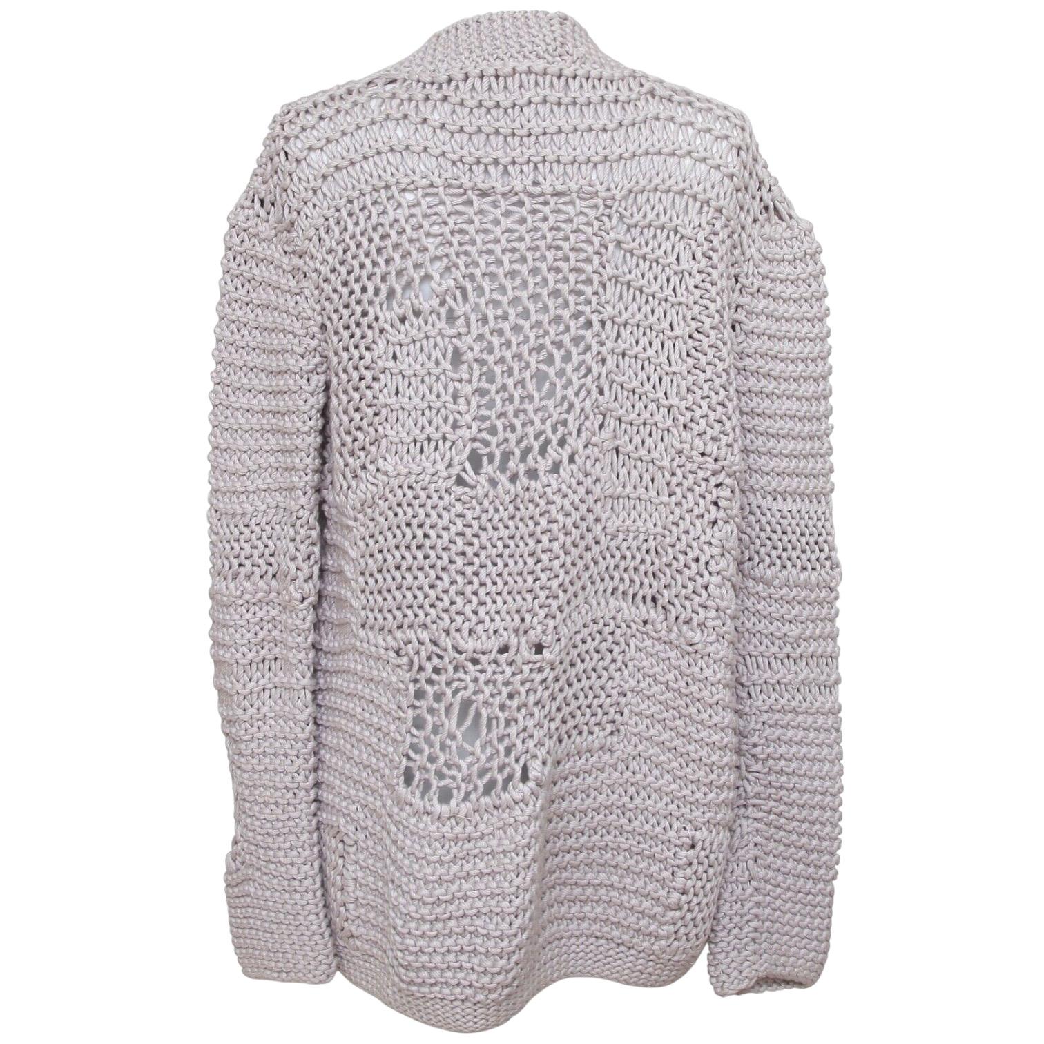 CHLOE Cardigan Sweater Knit Grey Lavender Open Front Long Sleeve Sz S 2008 For Sale 4