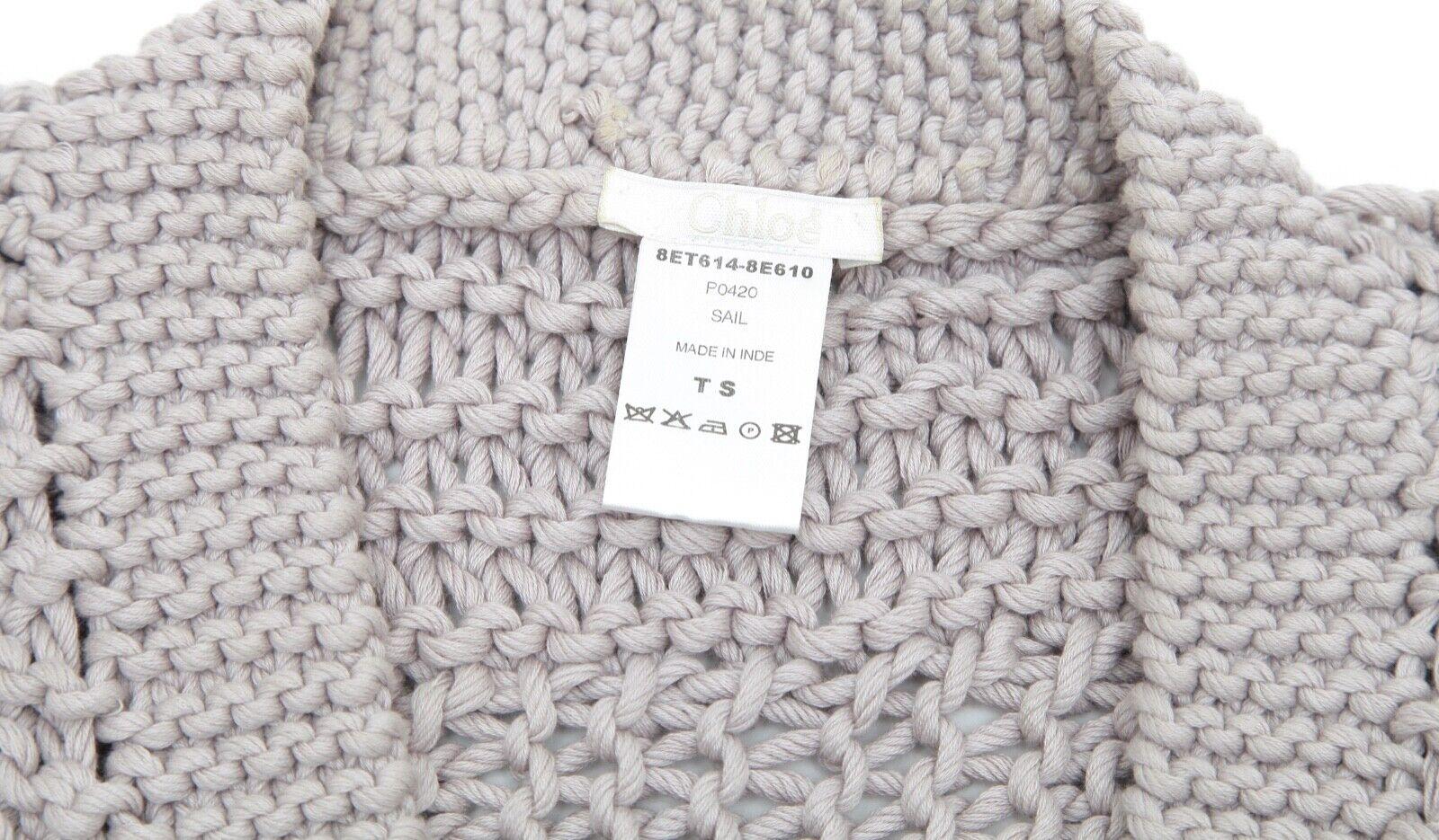 CHLOE Cardigan Sweater Knit Grey Lavender Open Front Long Sleeve Sz S 2008 For Sale 6