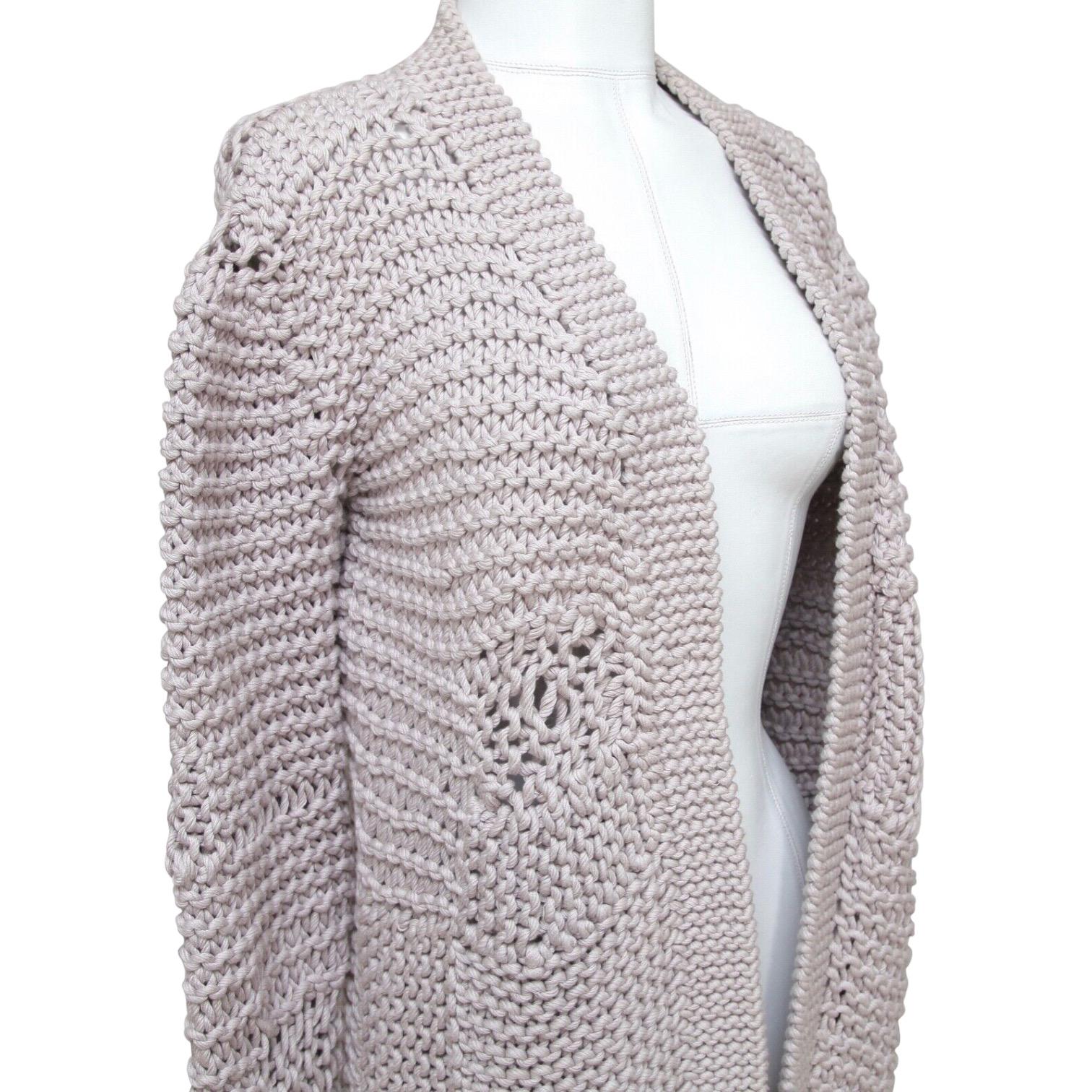 CHLOE Cardigan Sweater Knit Grey Lavender Open Front Long Sleeve Sz S 2008 In Fair Condition For Sale In Hollywood, FL