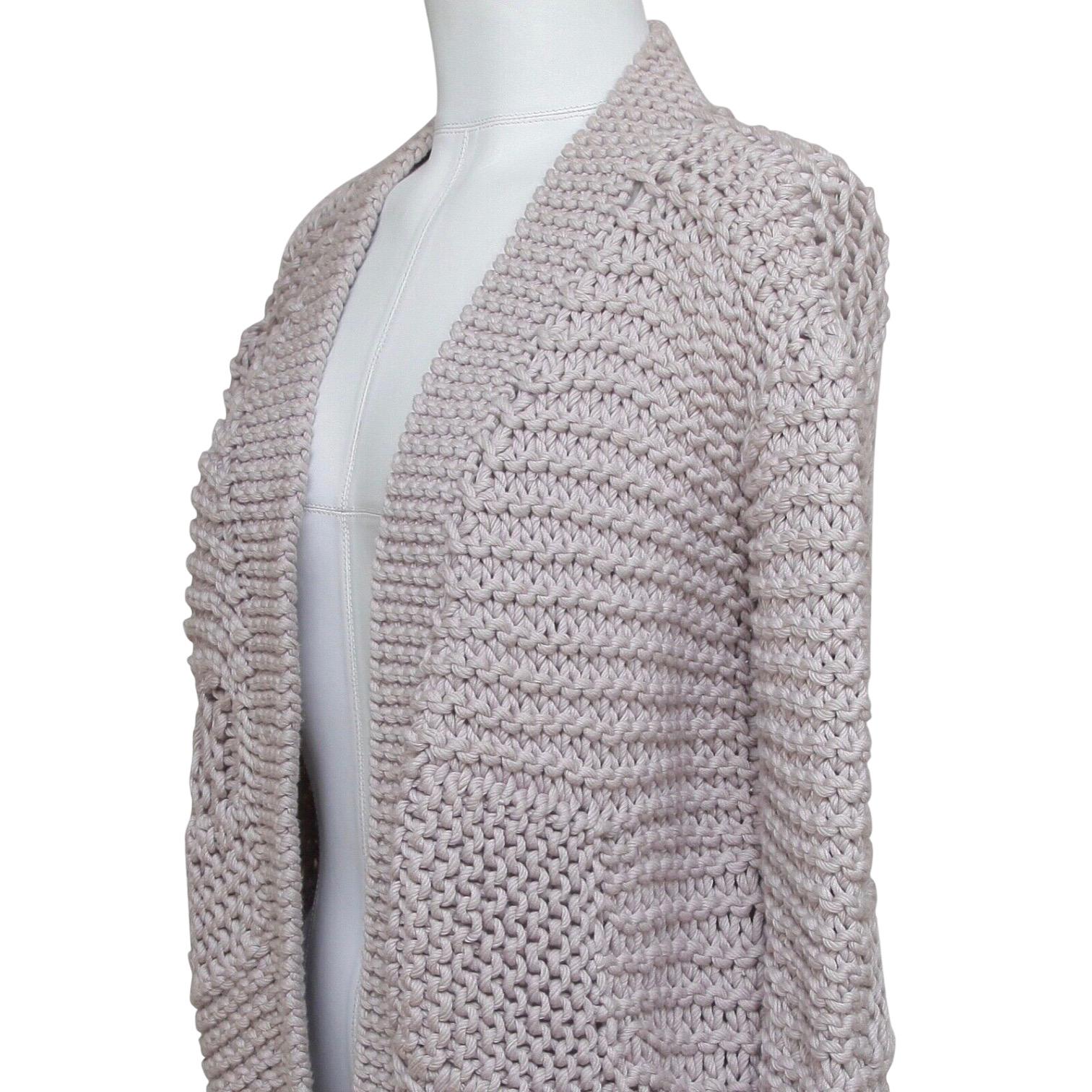 Women's CHLOE Cardigan Sweater Knit Grey Lavender Open Front Long Sleeve Sz S 2008 For Sale