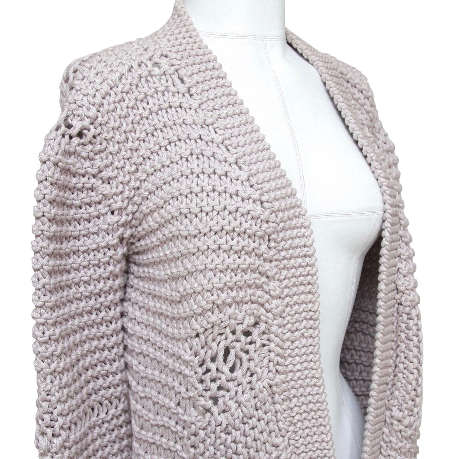 CHLOE Cardigan Sweater Knit Grey Lavender Open Front Long Sleeve Sz S 2008 For Sale 1