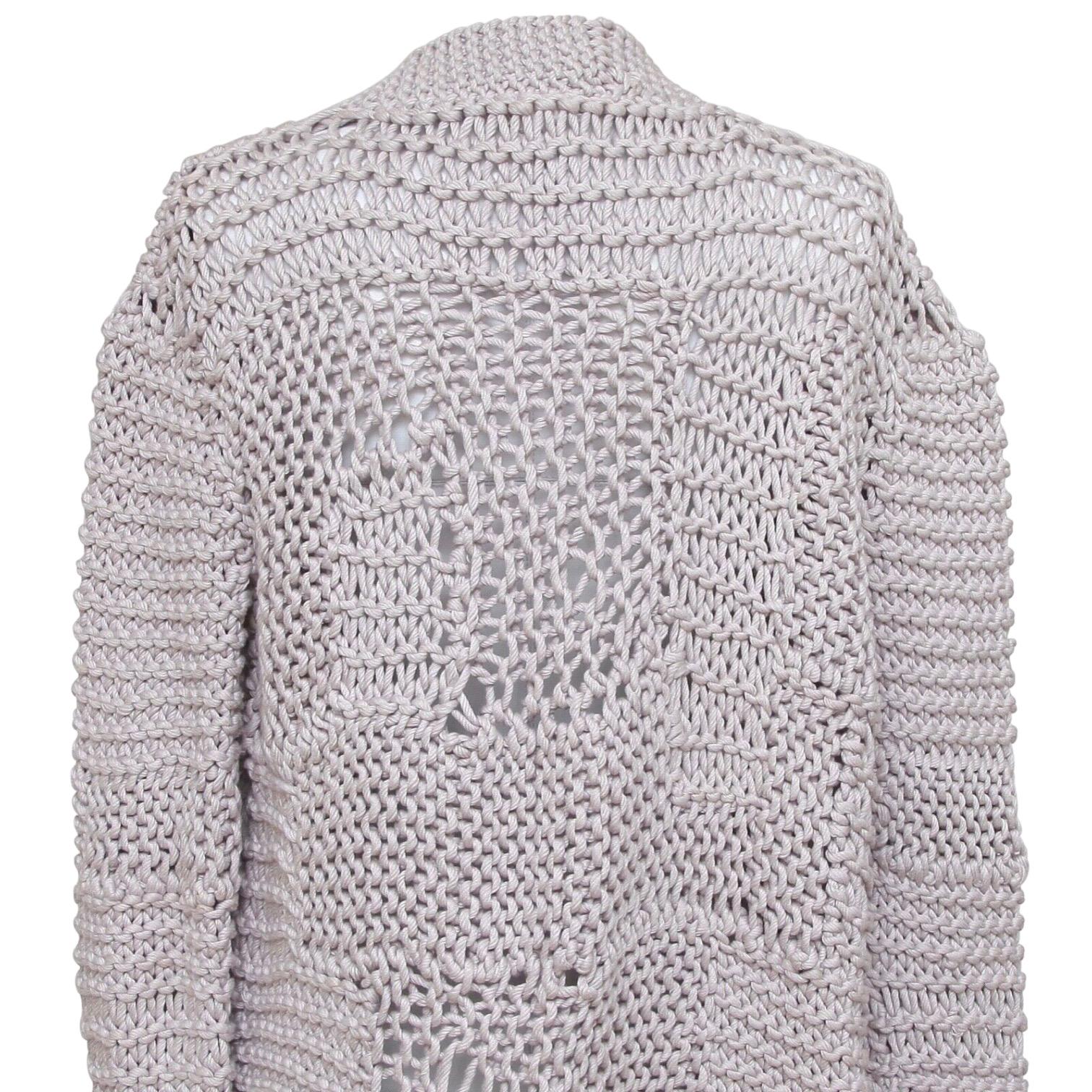 CHLOE Cardigan Sweater Knit Grey Lavender Open Front Long Sleeve Sz S 2008 For Sale 3