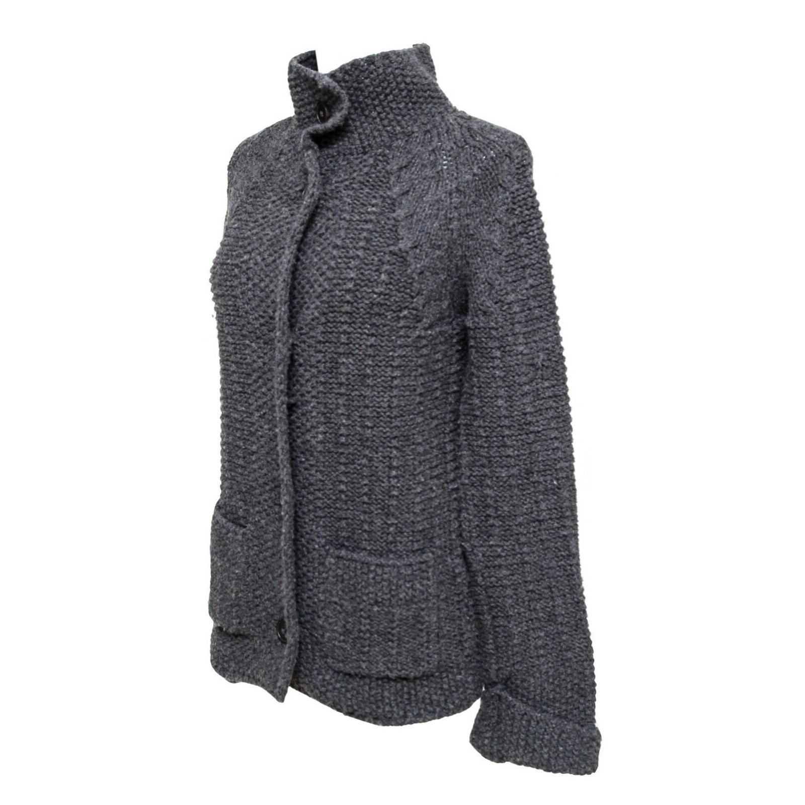 Black CHLOE Sweater Cardigan Knit Jacket CHARCOAL GREY Long Sleeve Sz XS 2011 For Sale