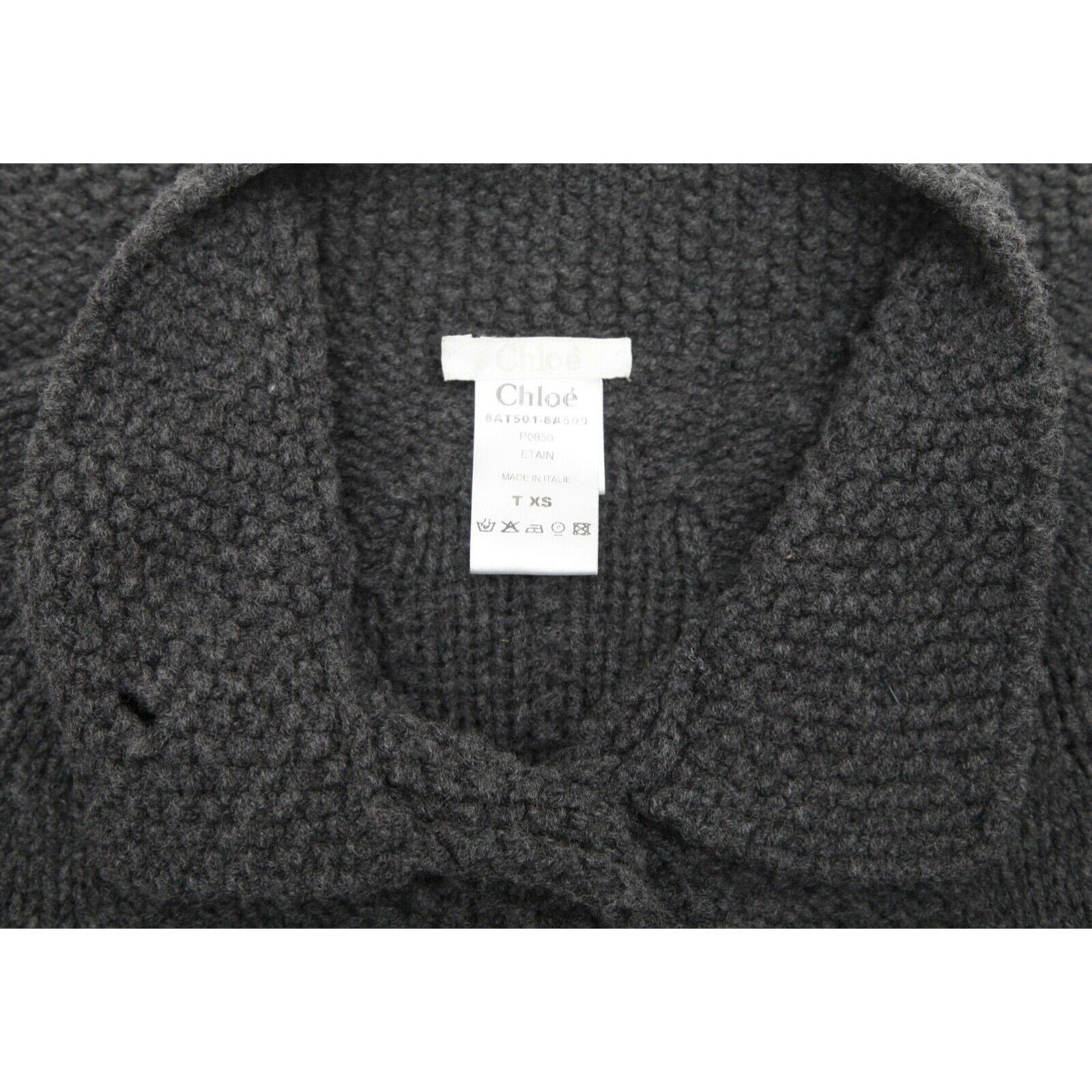 CHLOE Sweater Cardigan Knit Jacket CHARCOAL GREY Long Sleeve Sz XS 2011 For Sale 4