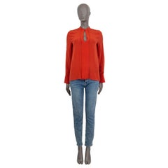CHLOE Karminrote Seide OVERSIZED KEYHOLE Bluse Shirt 36 XS
