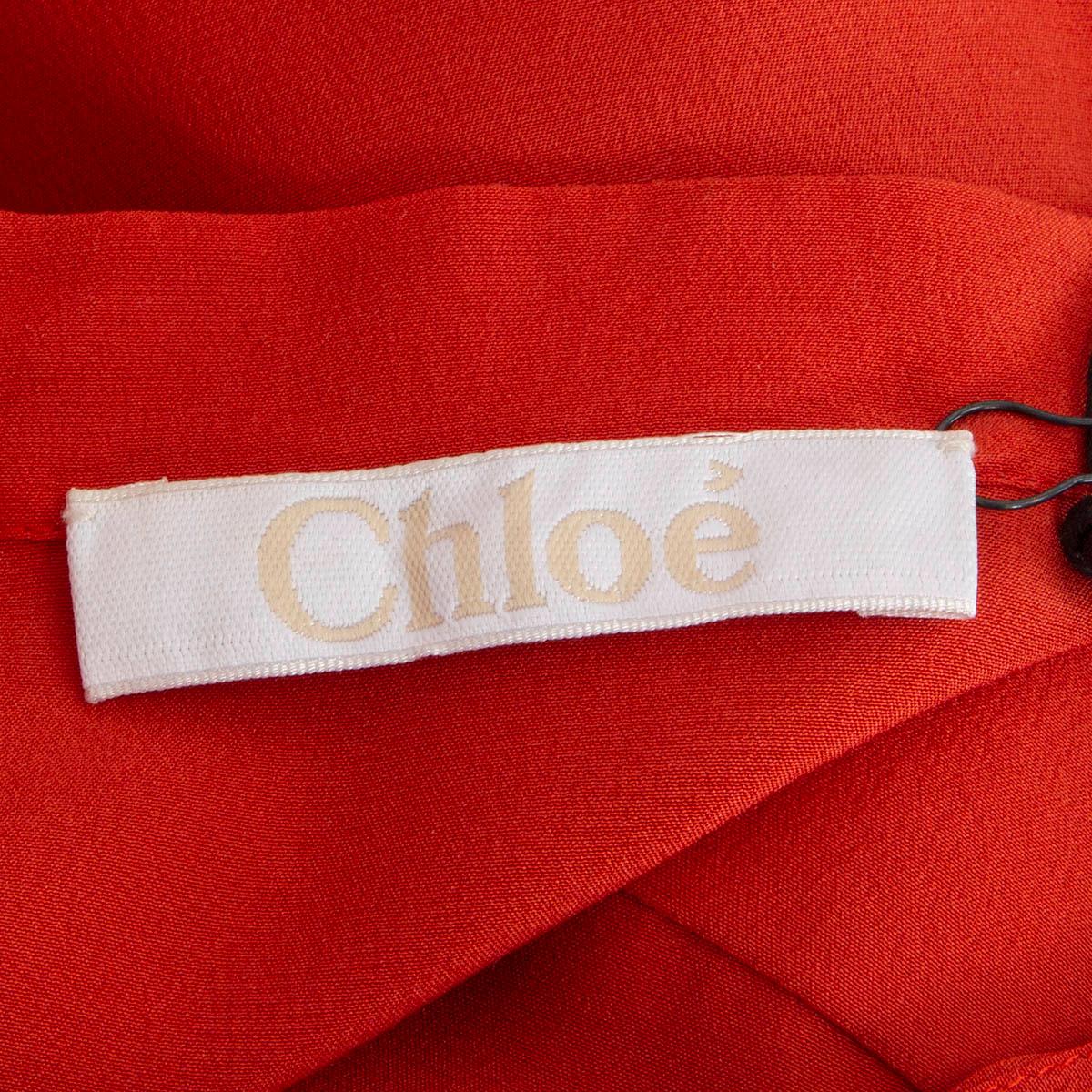 CHLOE carmine red silk OVERSIZED KEYHOLE Blouse Shirt 36 XS For Sale 1
