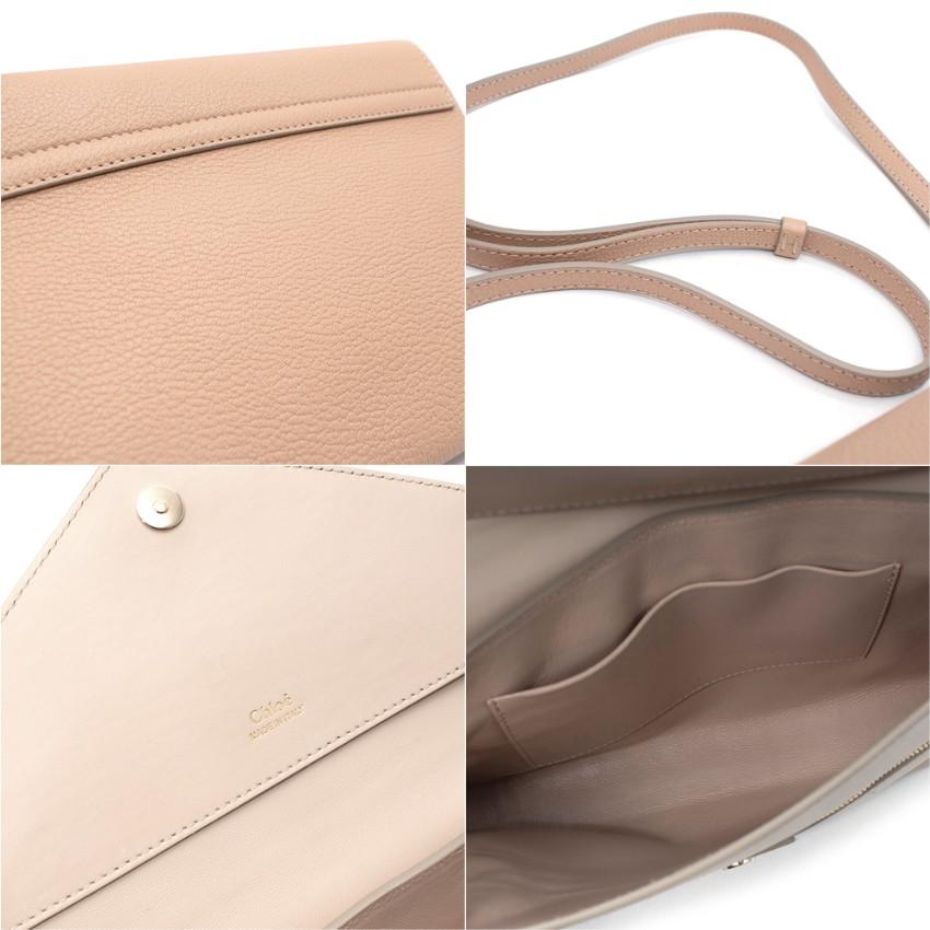 Chloe Cassie Powder Pink Soft & Grained Leather Envelope Shoulder Bag For Sale 1