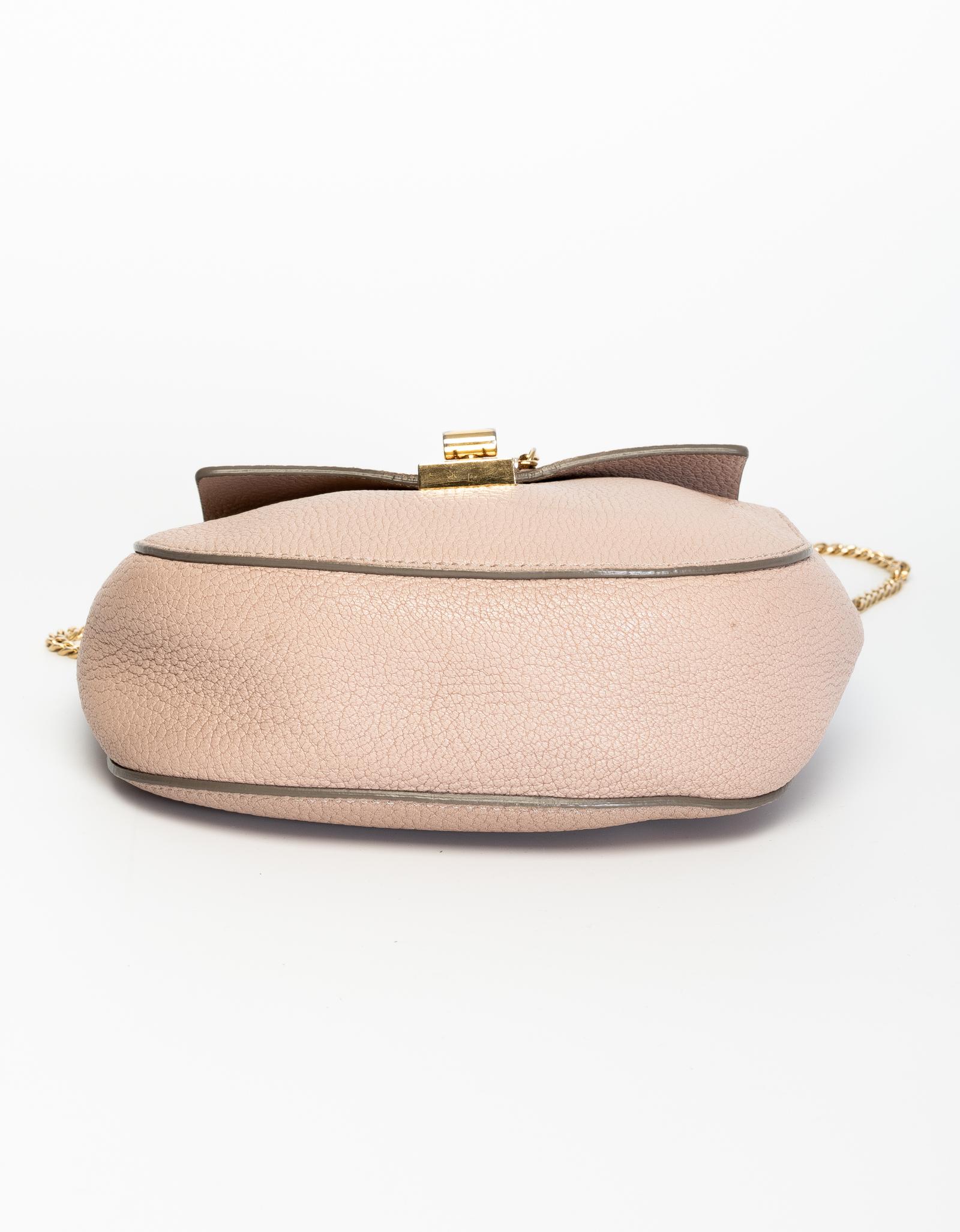 Beige Chloe Cement Pink Leather Crossbody Bag