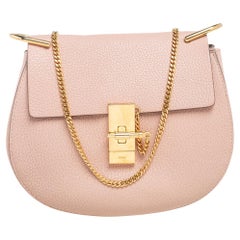 Chloe Cement Pink Leather Medium Drew Shoulder Bag