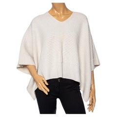 Chloe Chalk Cashmere Knit Buttoned Detailed Poncho XS/S