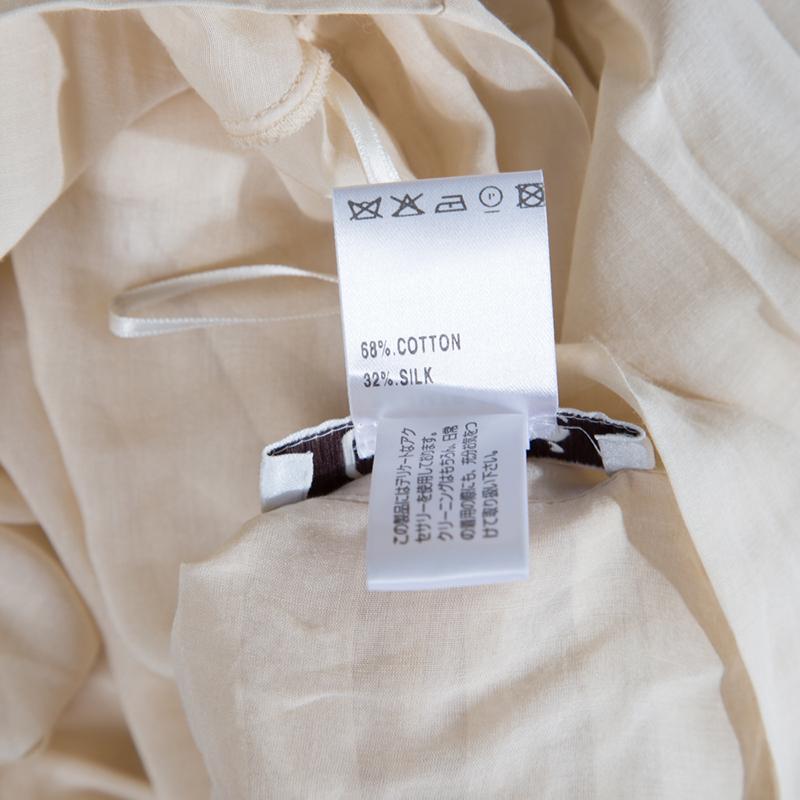 Chloe Champagne Cotton Satin Trim Detail Pleated Wrap Skirt M 1