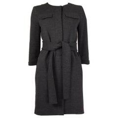 CHLOE anthrazitfarbener Wollmantel mit BELTED-Kragenfreiem NIT, 36 XS