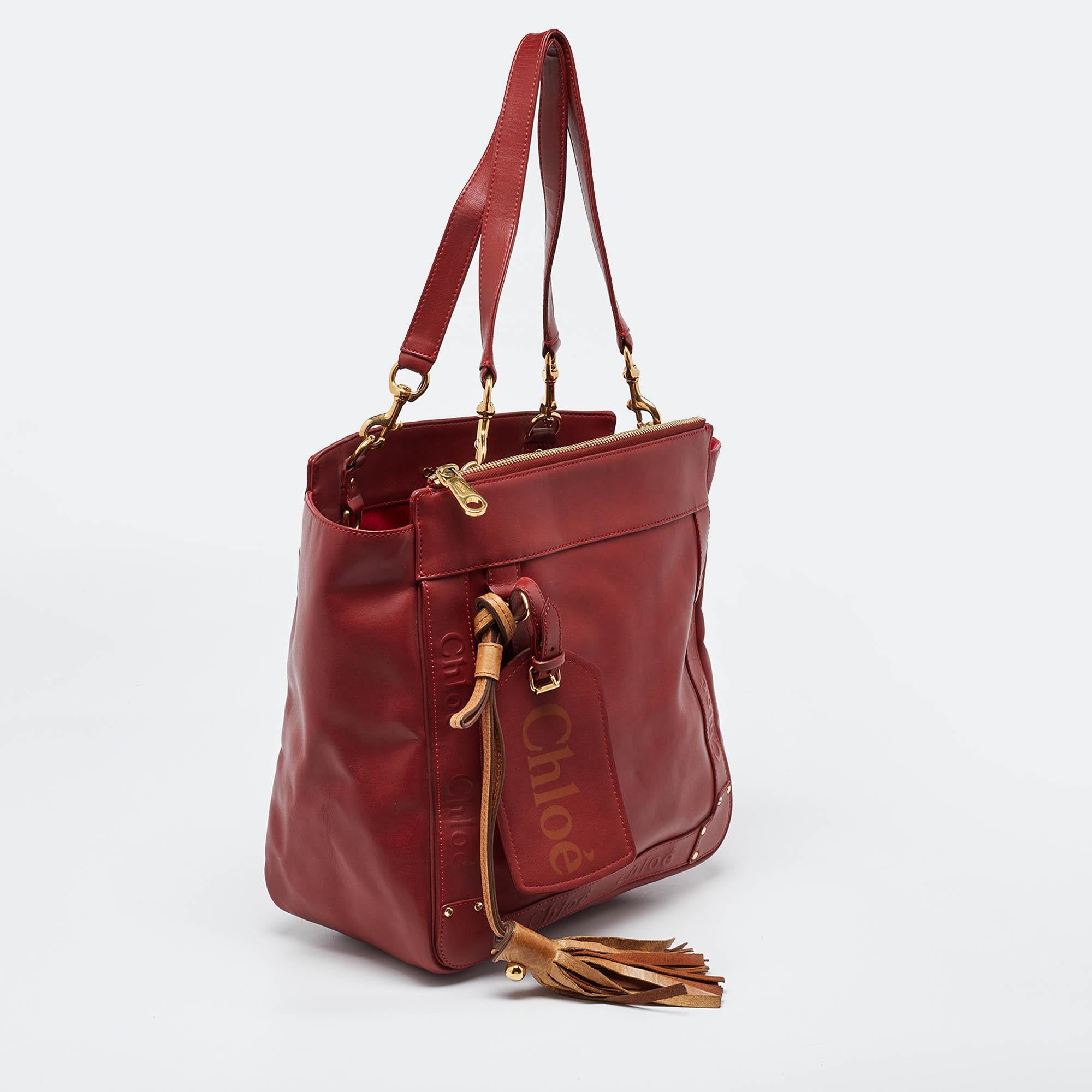 Brown Chloe Cherry Leather Eden Tote