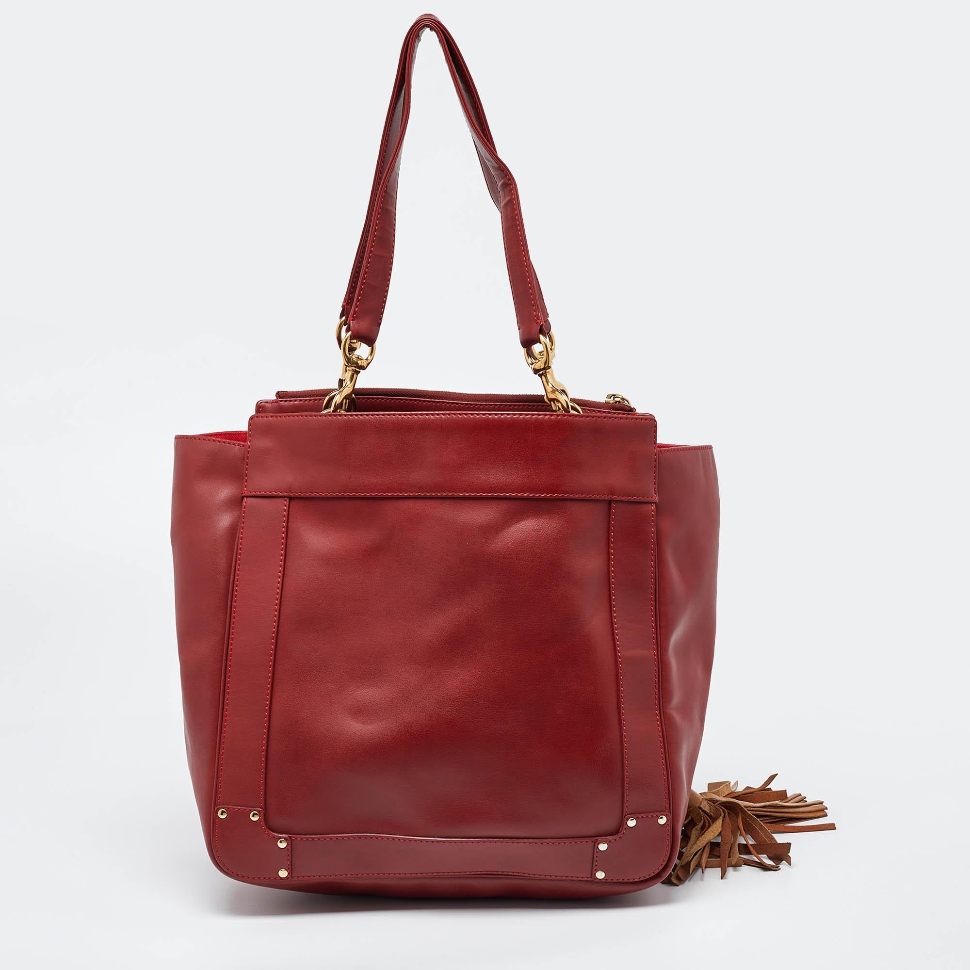Chloe Cherry Leather Eden Tote In Fair Condition In Dubai, Al Qouz 2