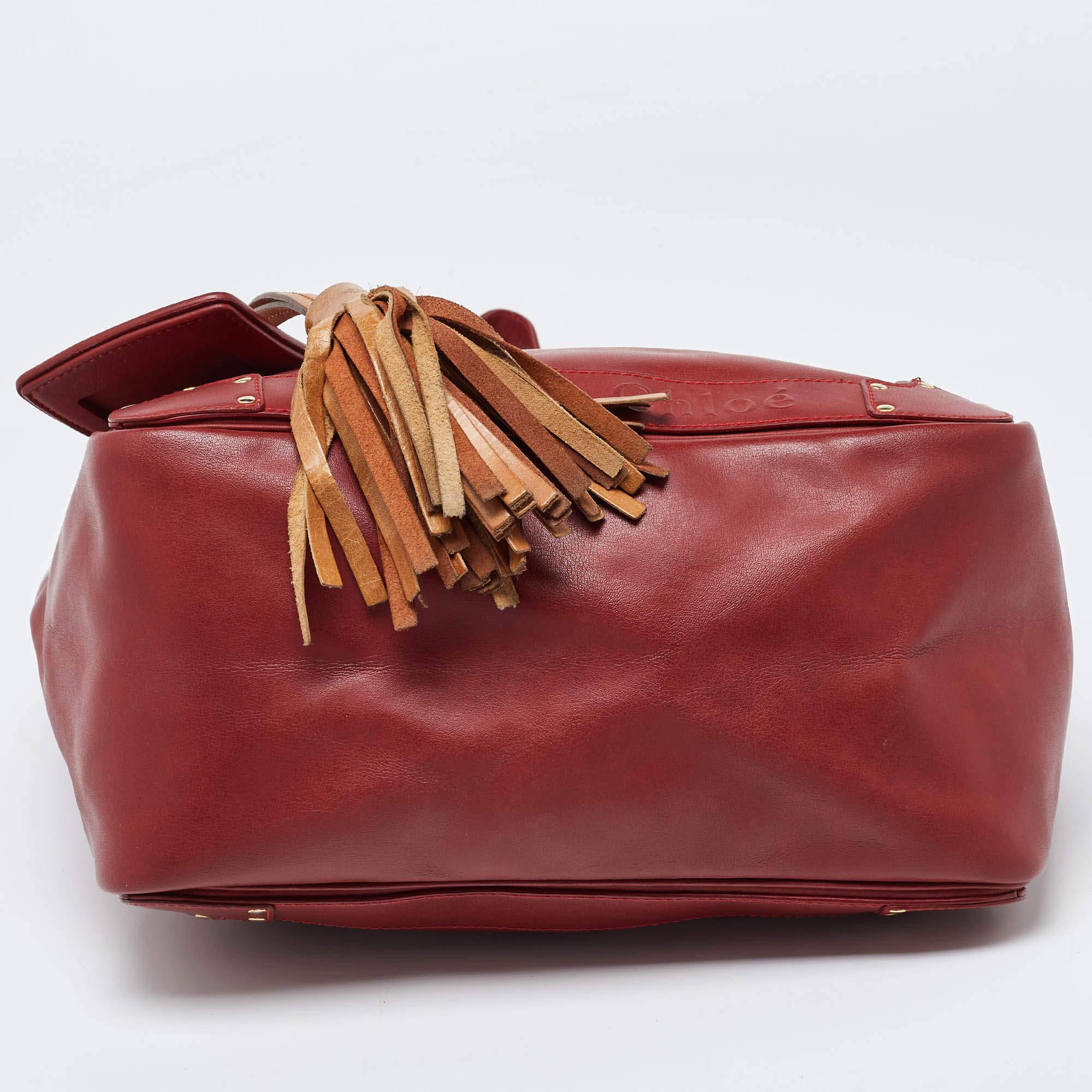 Chloe Cherry Leather Eden Tote 1
