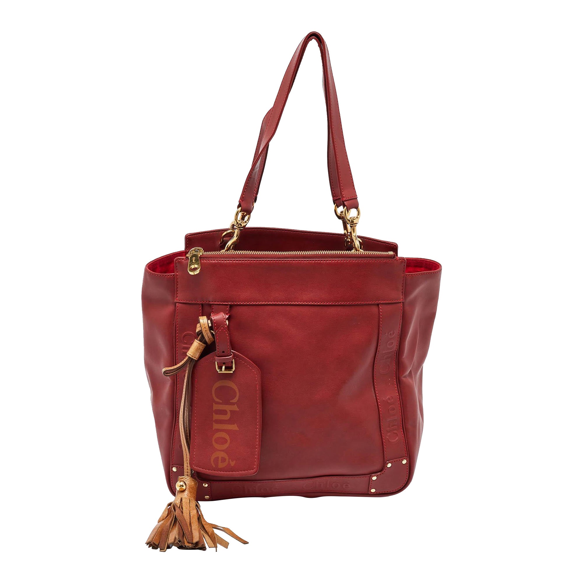 Chloe Cherry Leather Eden Tote