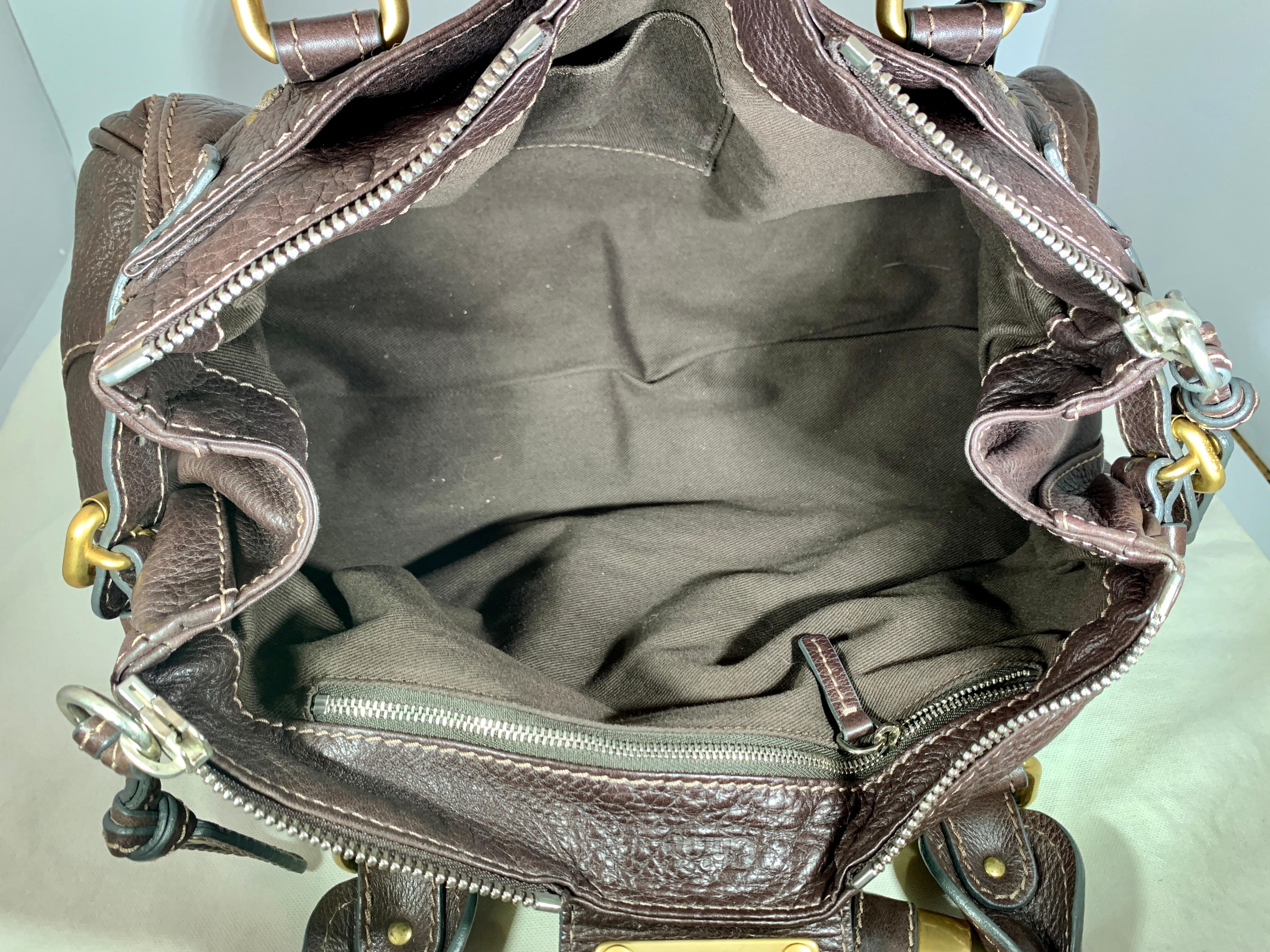 CHLOE Chocolate Brown Leder Paddington Medium Satchel Tasche mit Schloss und Schlüssel 3