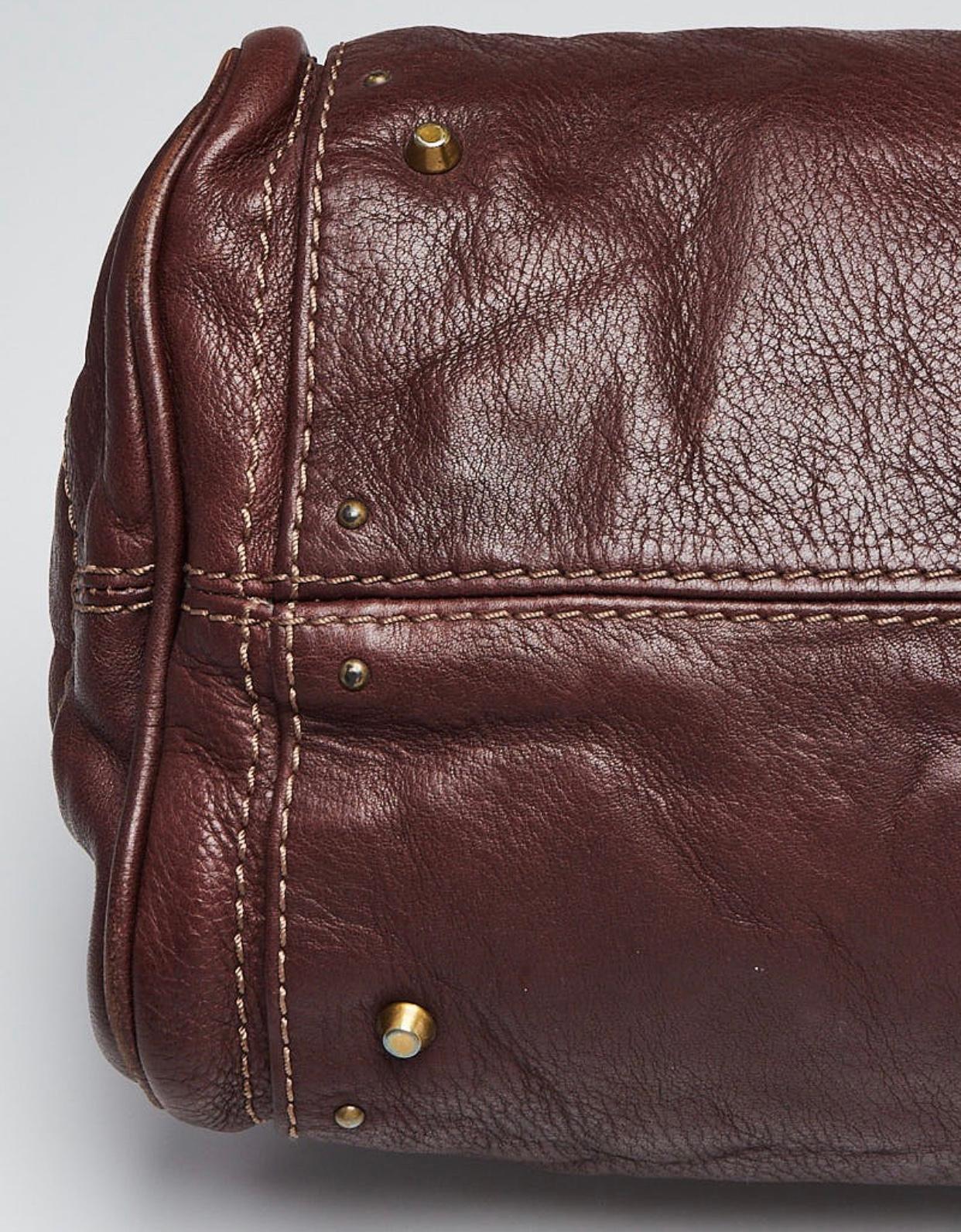 CHLOE Chocolate Brown Leather Paddington Medium Satchel Bag with Lock & Key 8