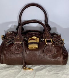 CHLOE Chocolate Brown Leather Paddington Medium Satchel Bag with Lock & Key