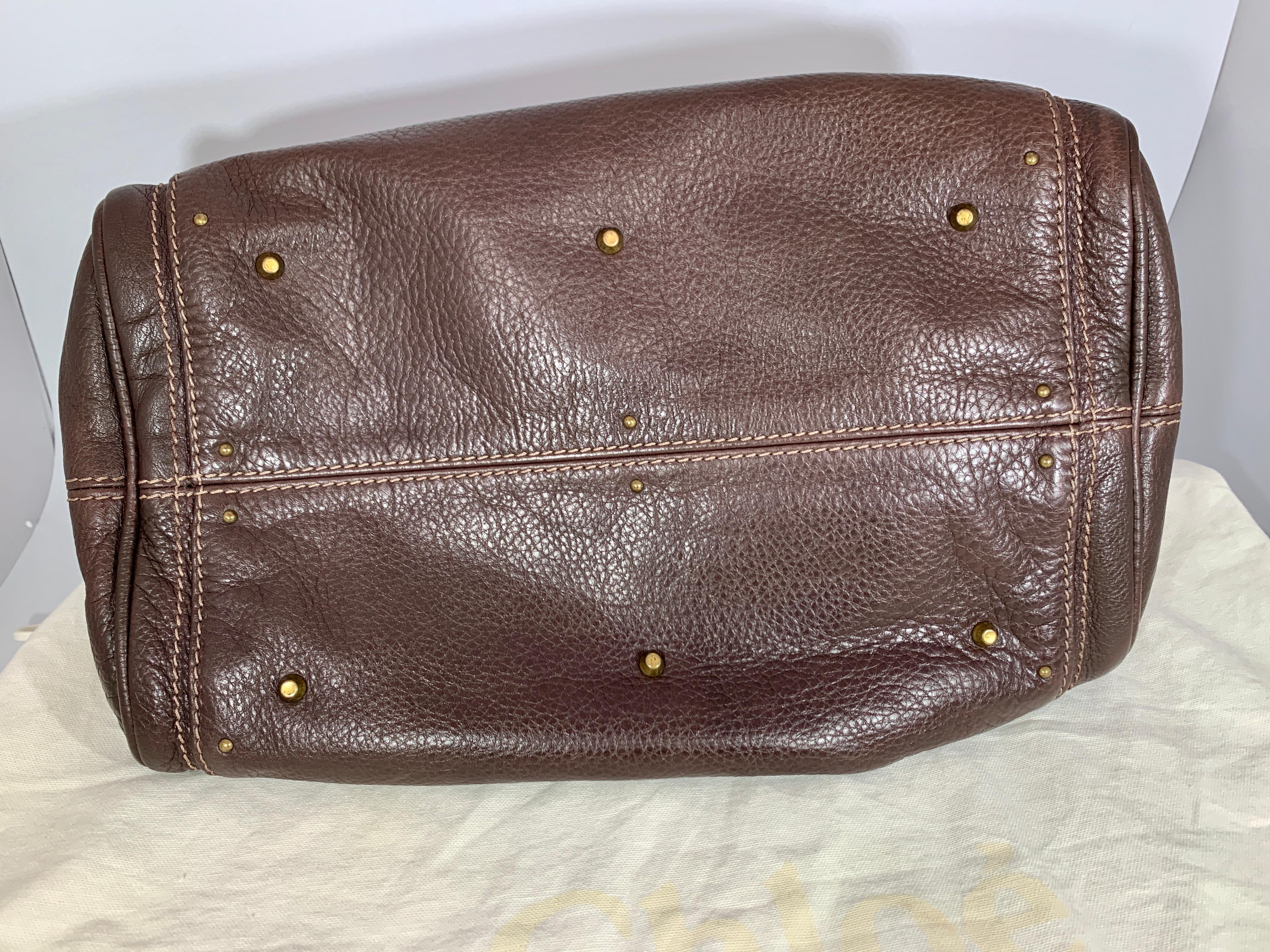CHLOE Chocolate Brown Leather Paddington Medium Satchel Bag with Lock ...
