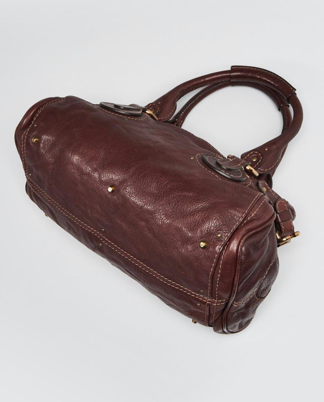 Women's CHLOE Chocolate Brown Leather Paddington Medium Satchel Bag with Lock & Key