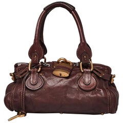 CHLOE Chocolate Brown Leather Paddington Medium Satchel Bag with Lock & Key