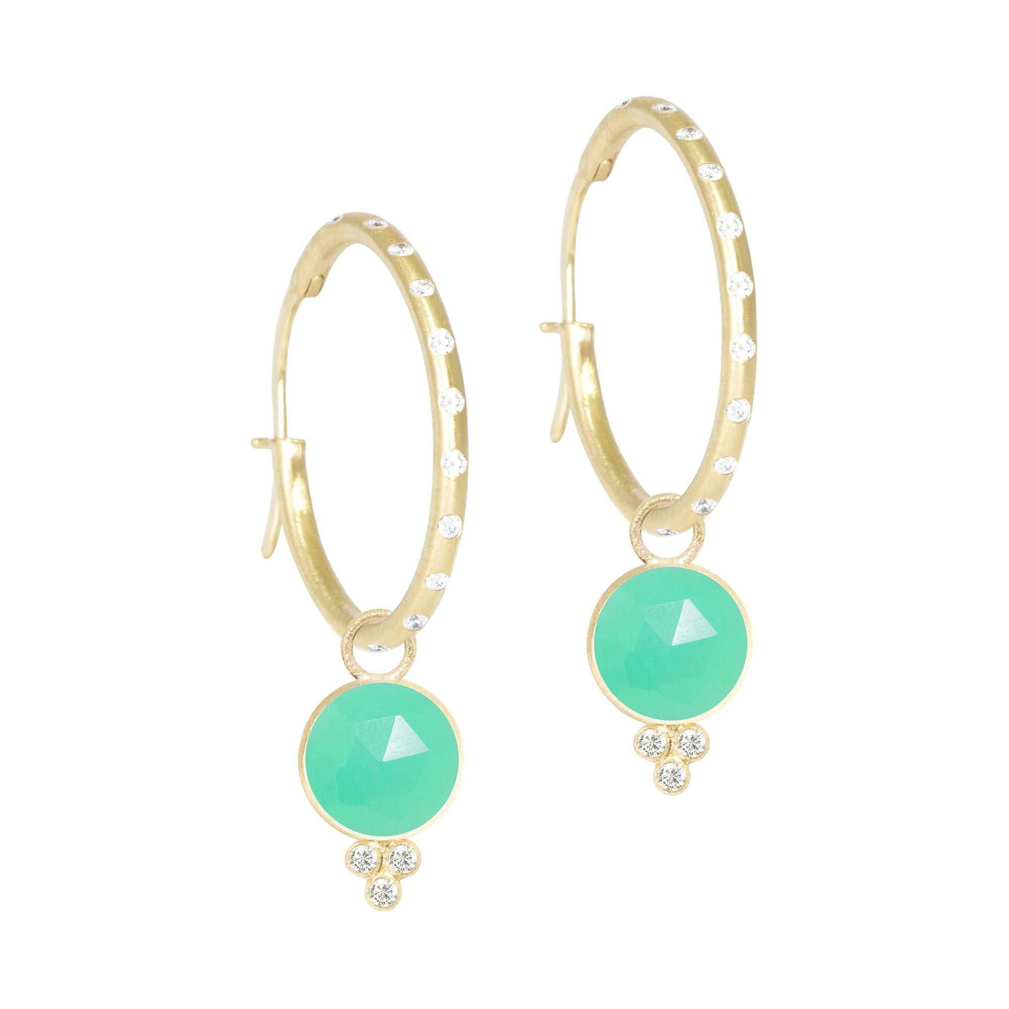 Chloé, boucles d'oreilles convertibles en or 18 carats et chrysoprase