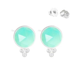 Chloe Chrysoprase Silver Stud Earrings