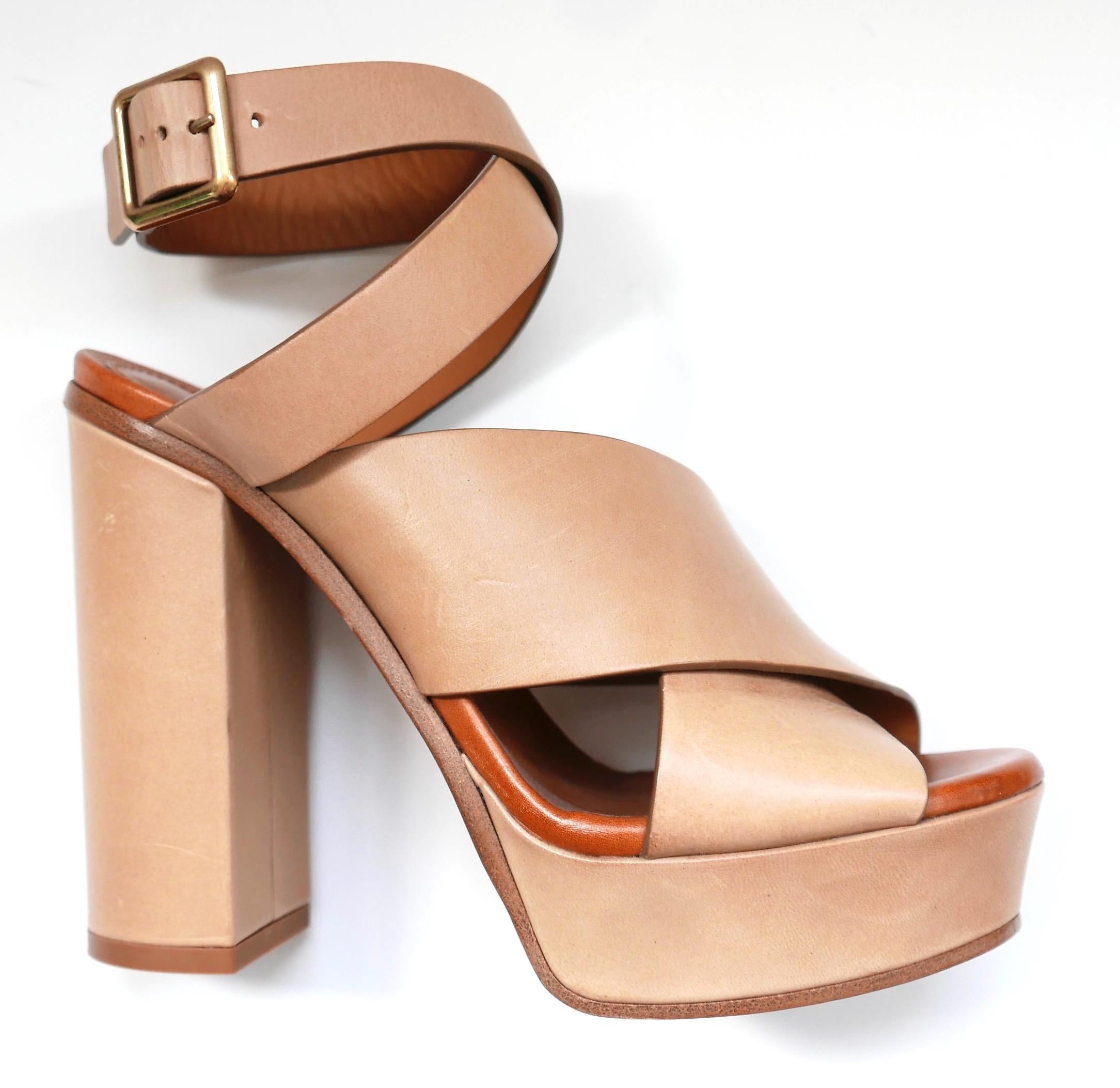 Chloe chunky strap block heel sandals For Sale 2
