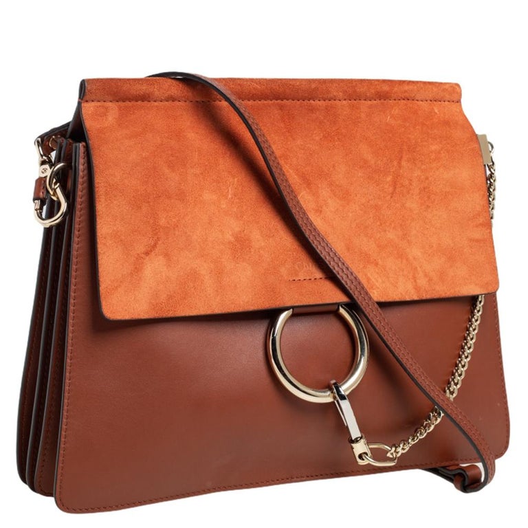 Chloe Cinnamon Brown Leather and Suede Medium Faye Shoulder Bag For Sale at  1stDibs