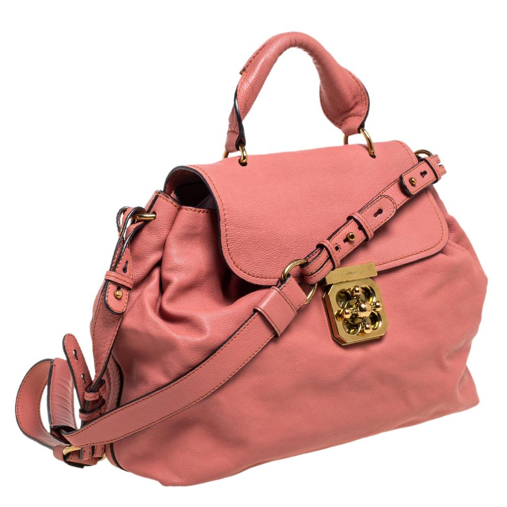 Pink Chloe Cinnamon Rose Leather Elsie Top Handle Bag