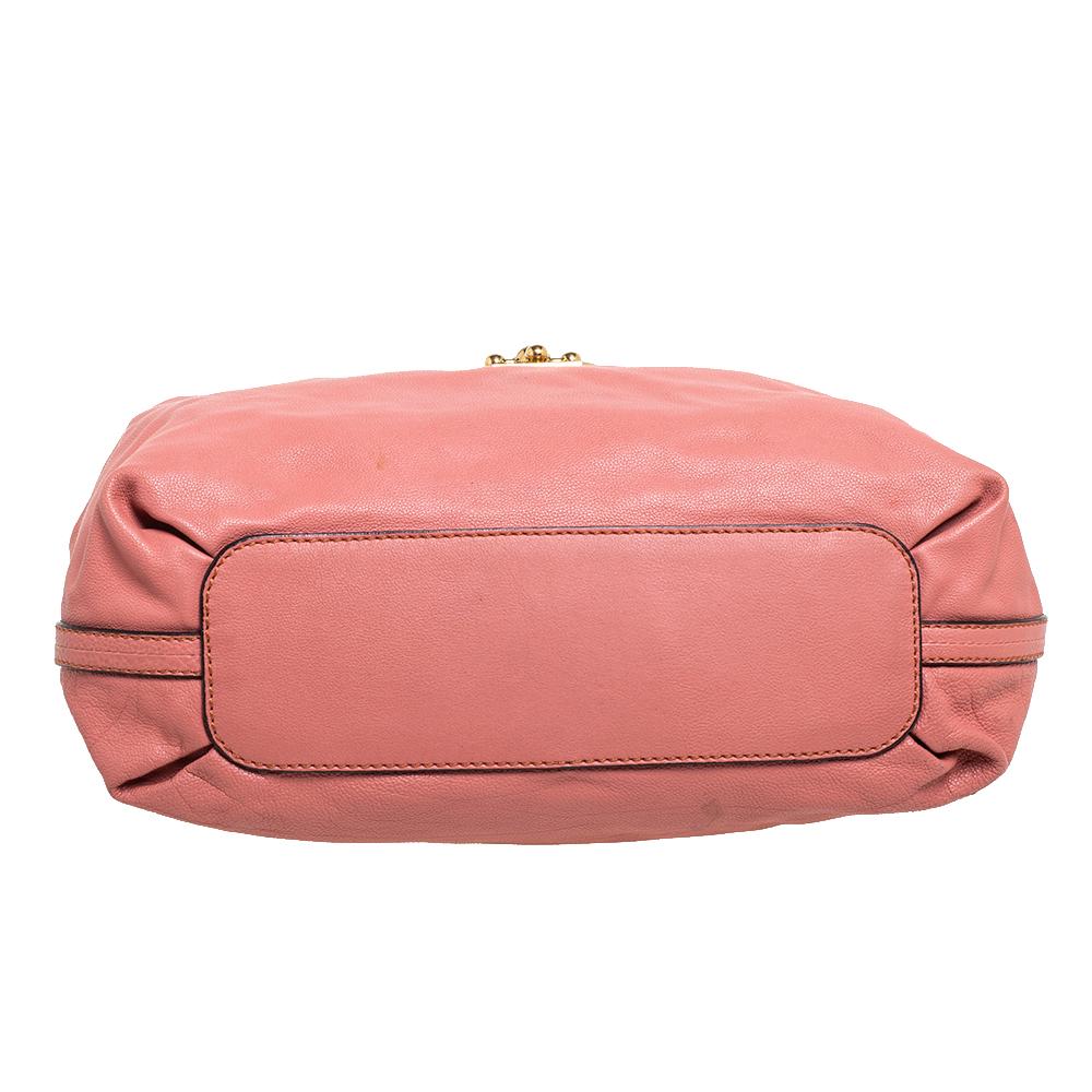 Chloe Cinnamon Rose Leather Elsie Top Handle Bag In Good Condition In Dubai, Al Qouz 2