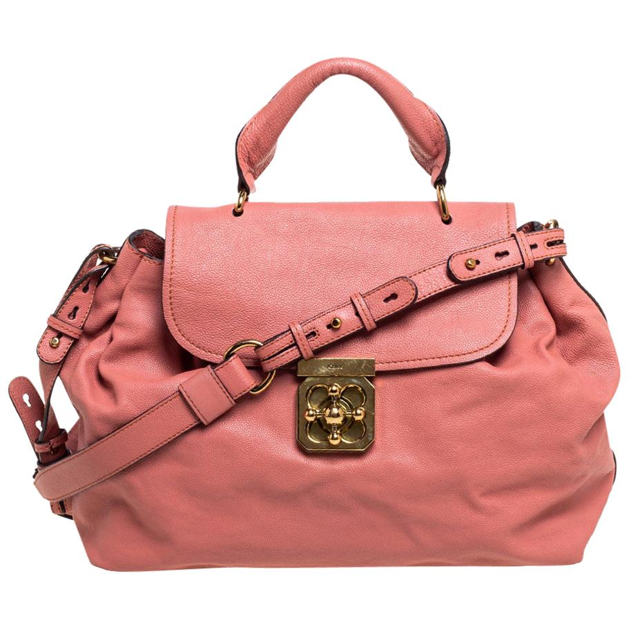 Chloe Cinnamon Rose Leather Elsie Top Handle Bag