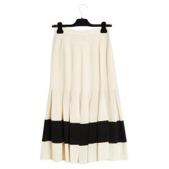 Chloe circa 1990 Jupe plissée FR36 Ecru Noir Soie Jupe plissée UK8 US6 Chloe