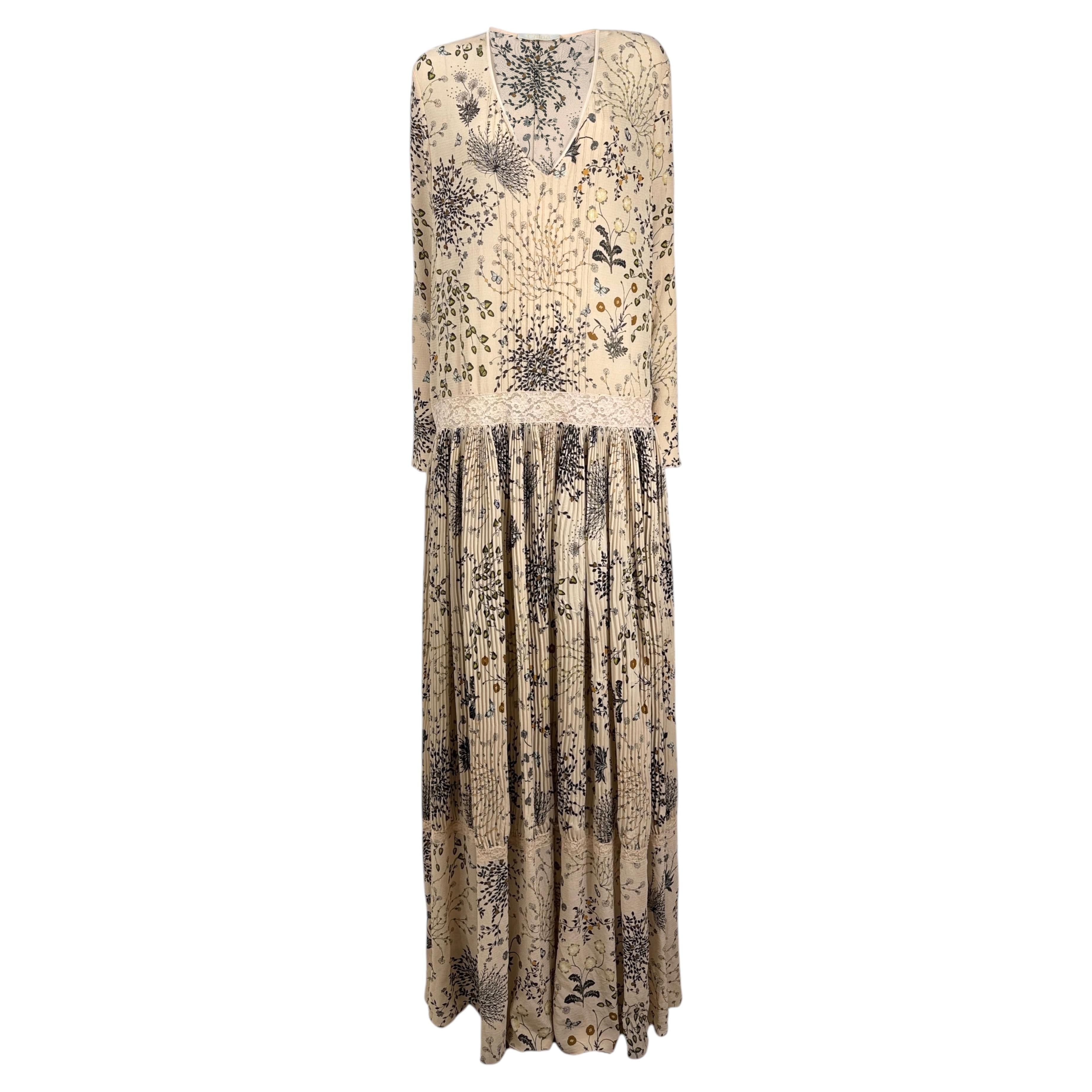 Chloe Clare Waight Keller Autunno 2015 Look 30 Maxi abito in crepe con stampa floreale