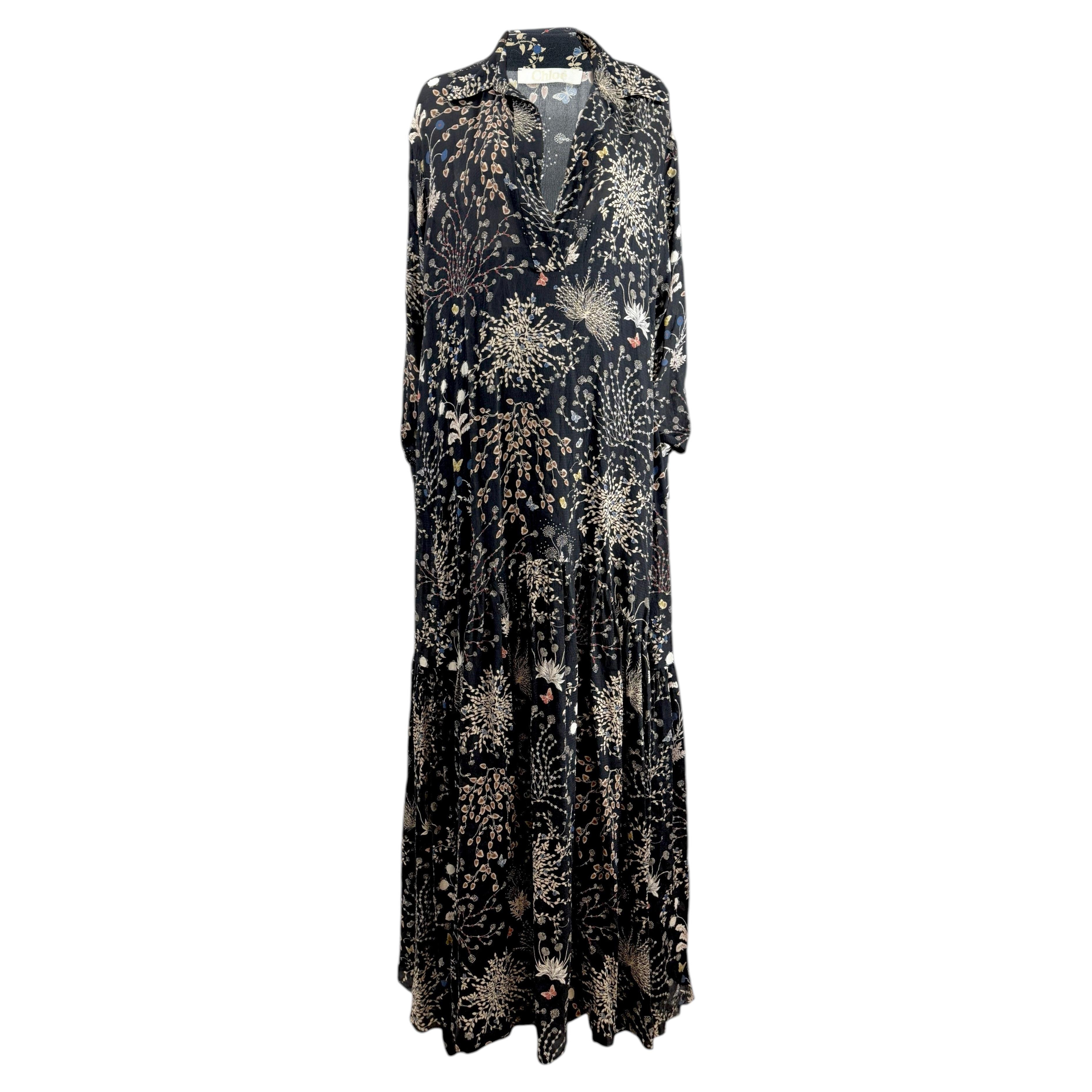 Chloé Clare Waight Keller Automne-Hiver 2015, look no 32 : robe longue à fleurs en crêpe