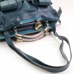 Chloé Clear Handle 2way 866584 Green Leather Shoulder Bag