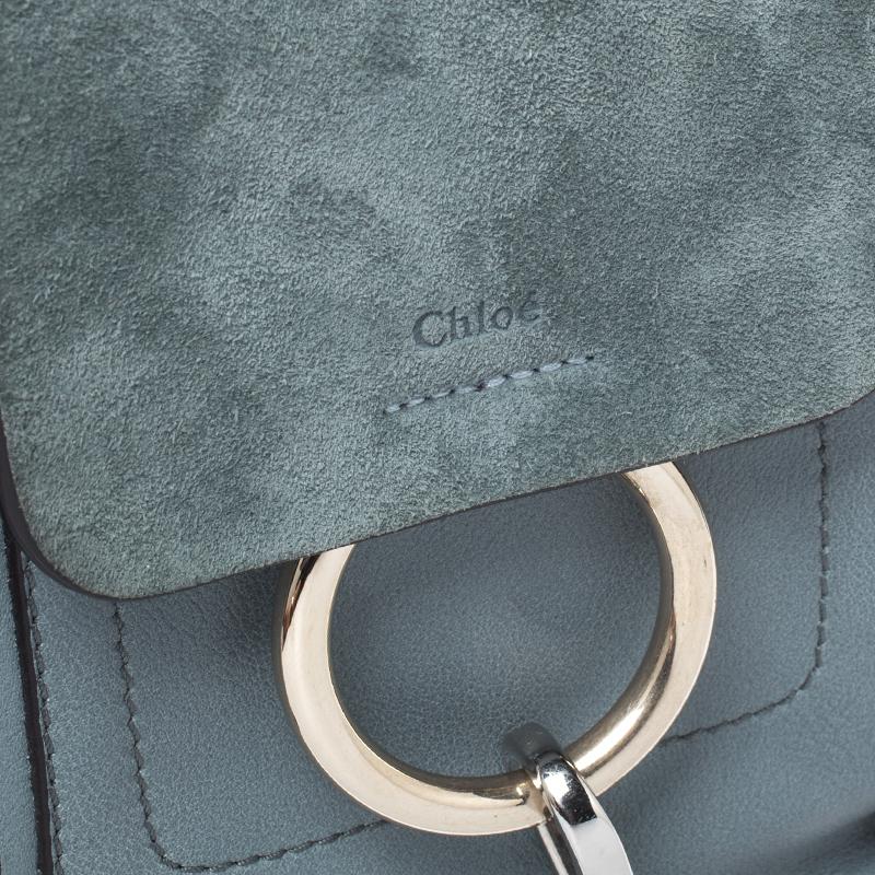 Chloe Cloudy Blue Leather and Suede Mini Faye Daye Backpack 1