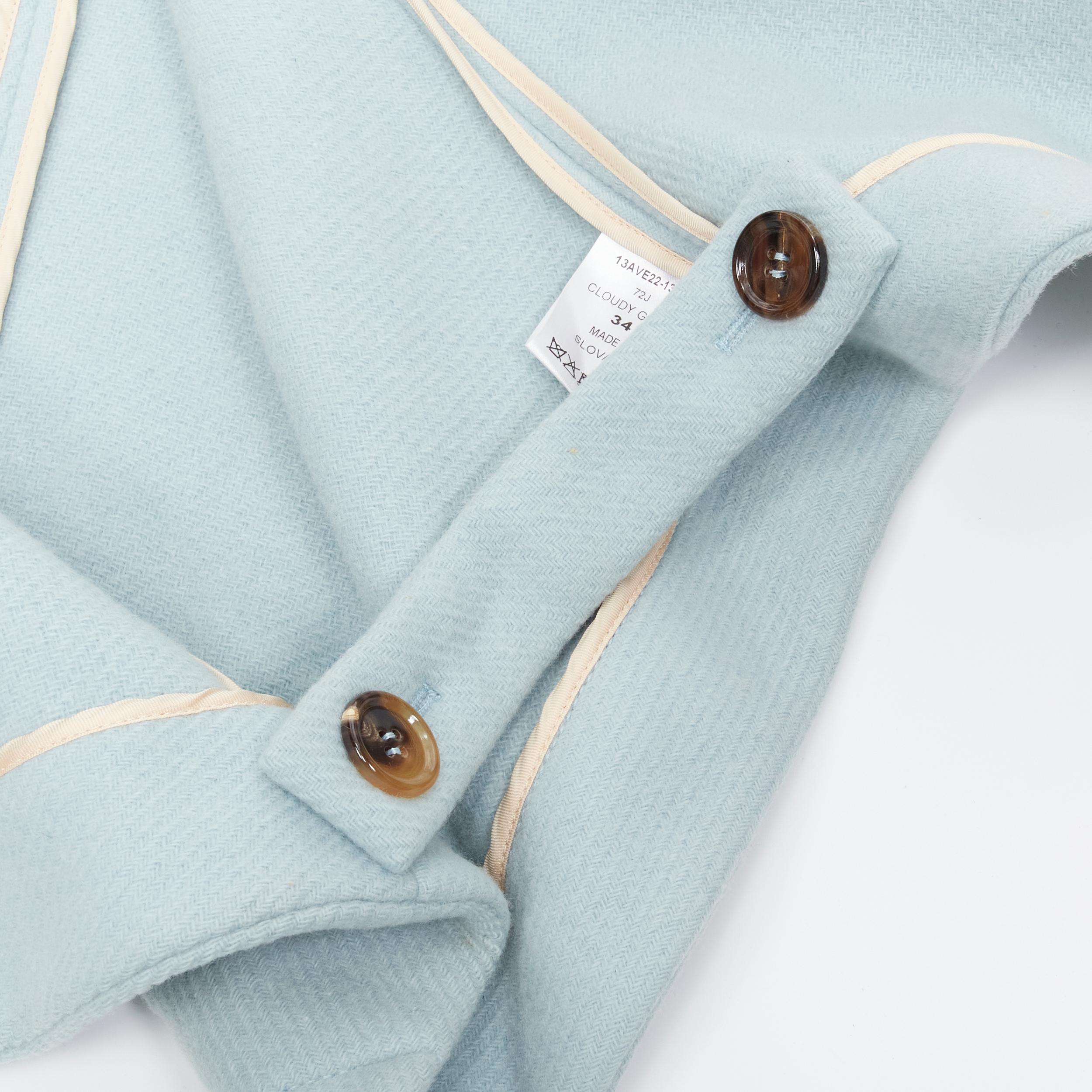 CHLOE cloudy green blue virgin wool zip short poncho capelet jacket FR34 XS 2