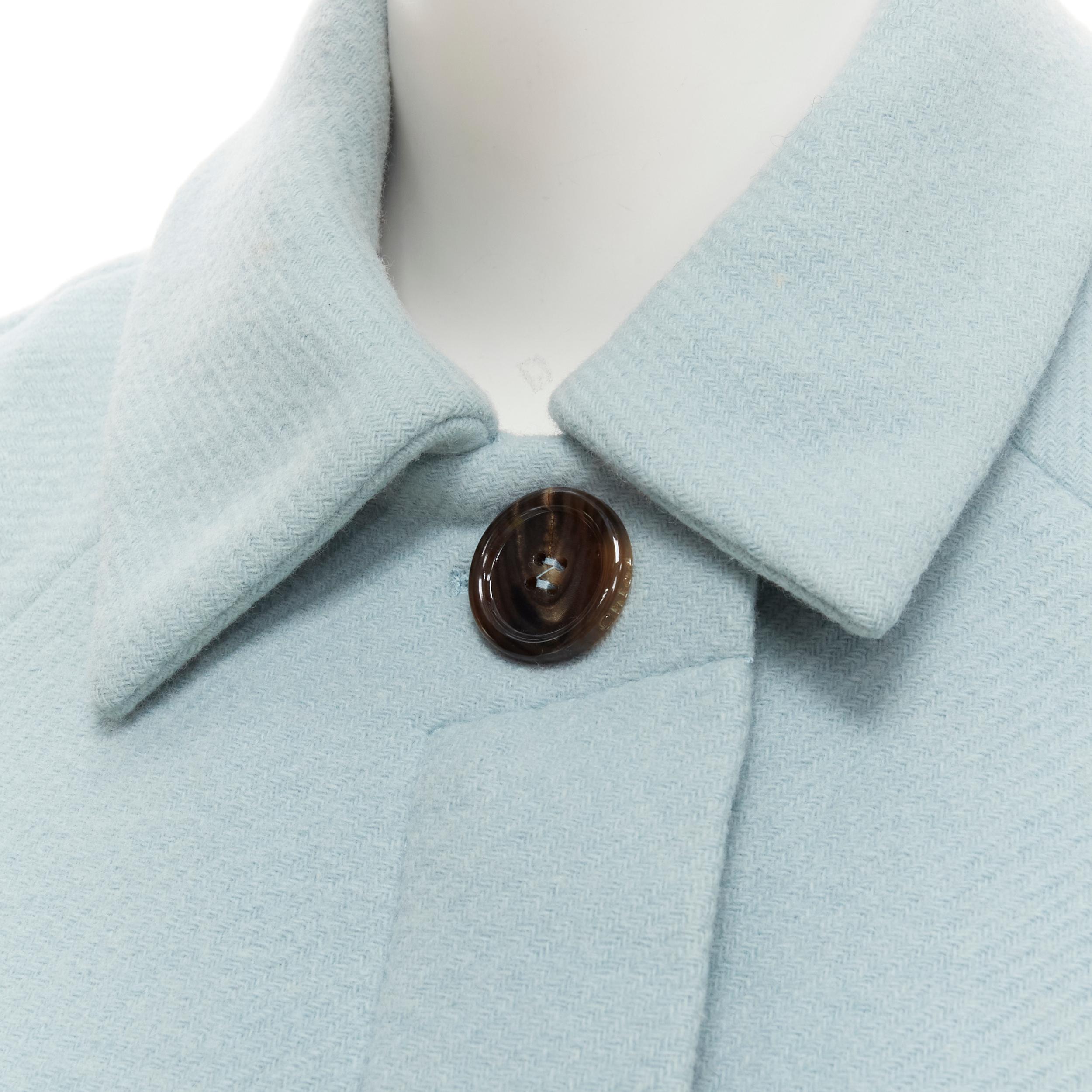Blue CHLOE cloudy green blue virgin wool zip short poncho capelet jacket FR34 XS