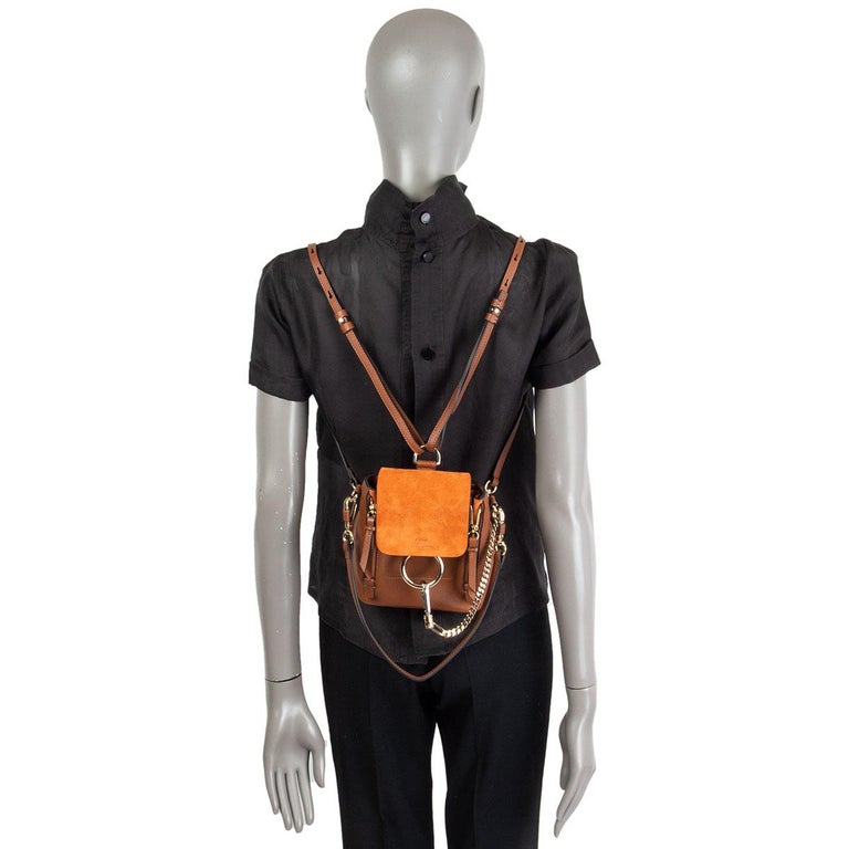 Backpack Chloe Faye Orange Chloe Faye Orange Suede And Brown Calfskin