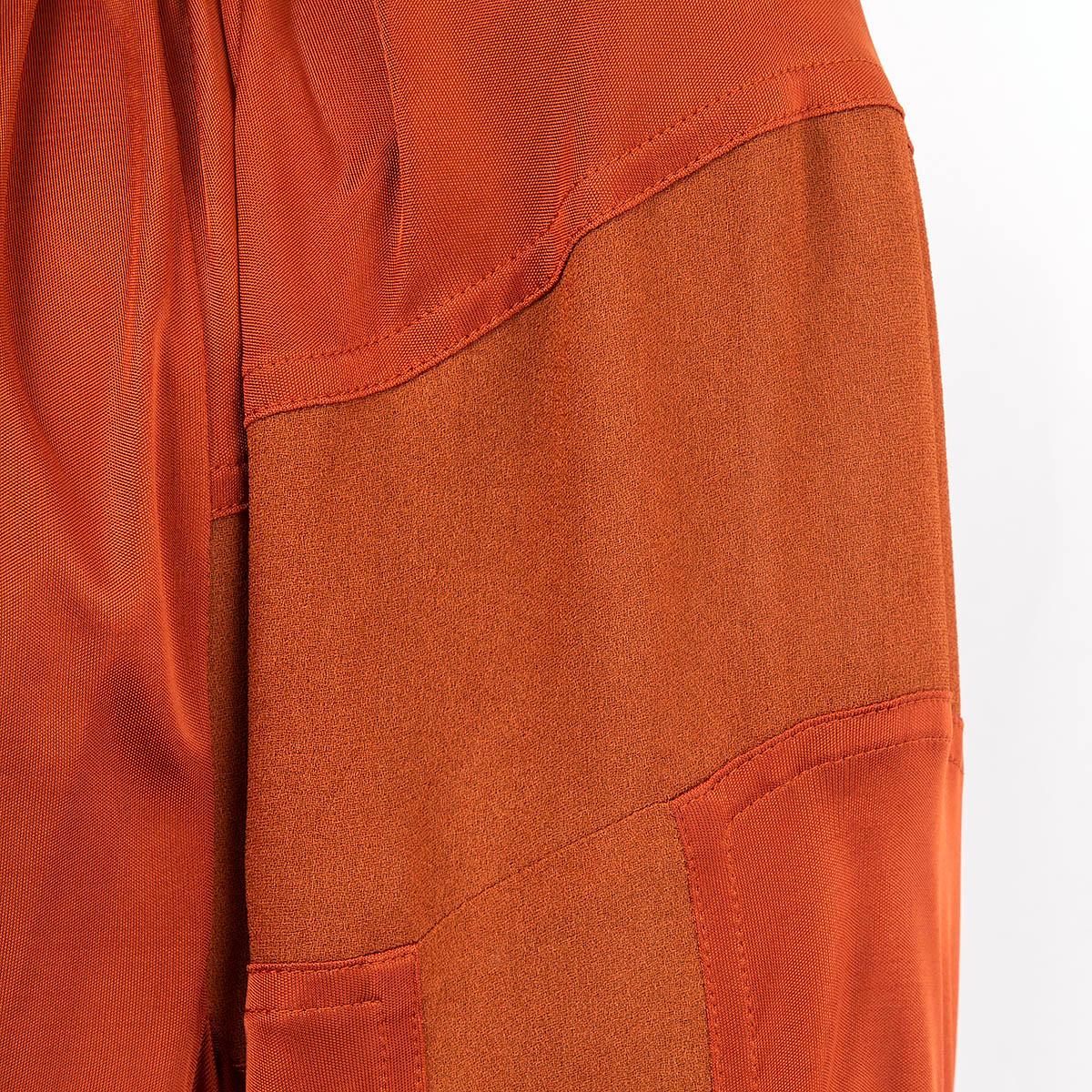 CHLOE copper silk CREPE PANELED SATIN JERSEY Blouse Shirt 38 S For Sale 2