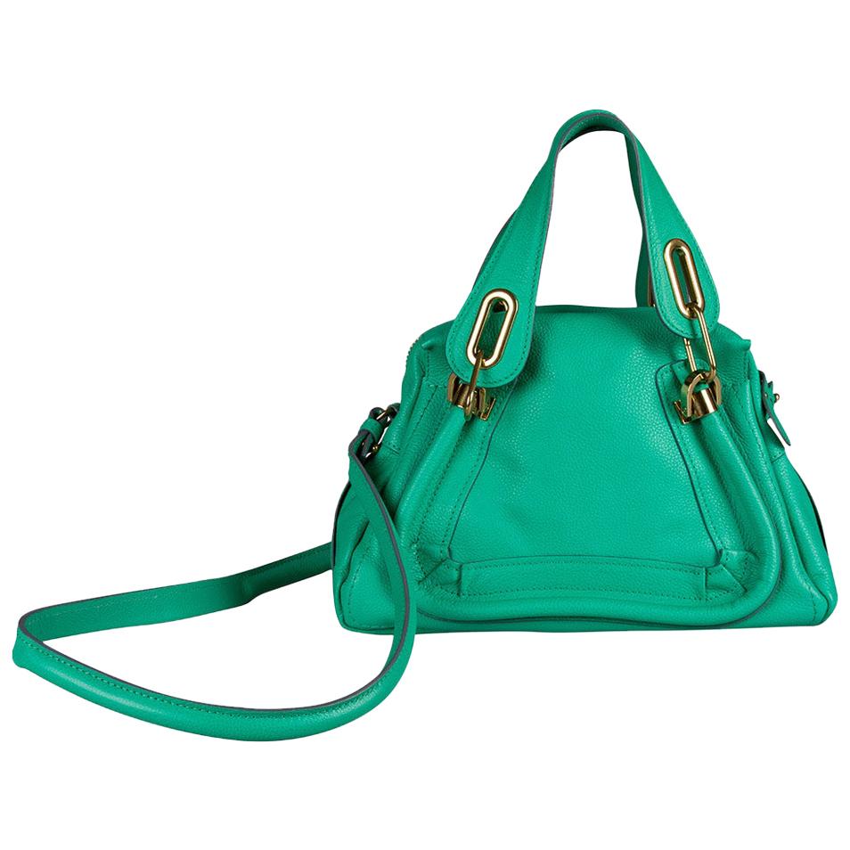 Chloe Coral Green Leather Small Paraty Shoulder Bag